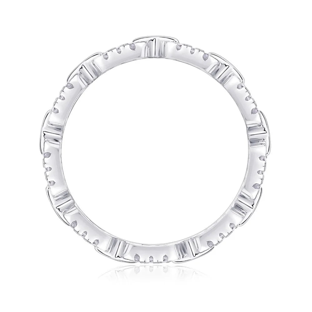 Moissanite Chain Link Ring – S925 Sterling Silver
