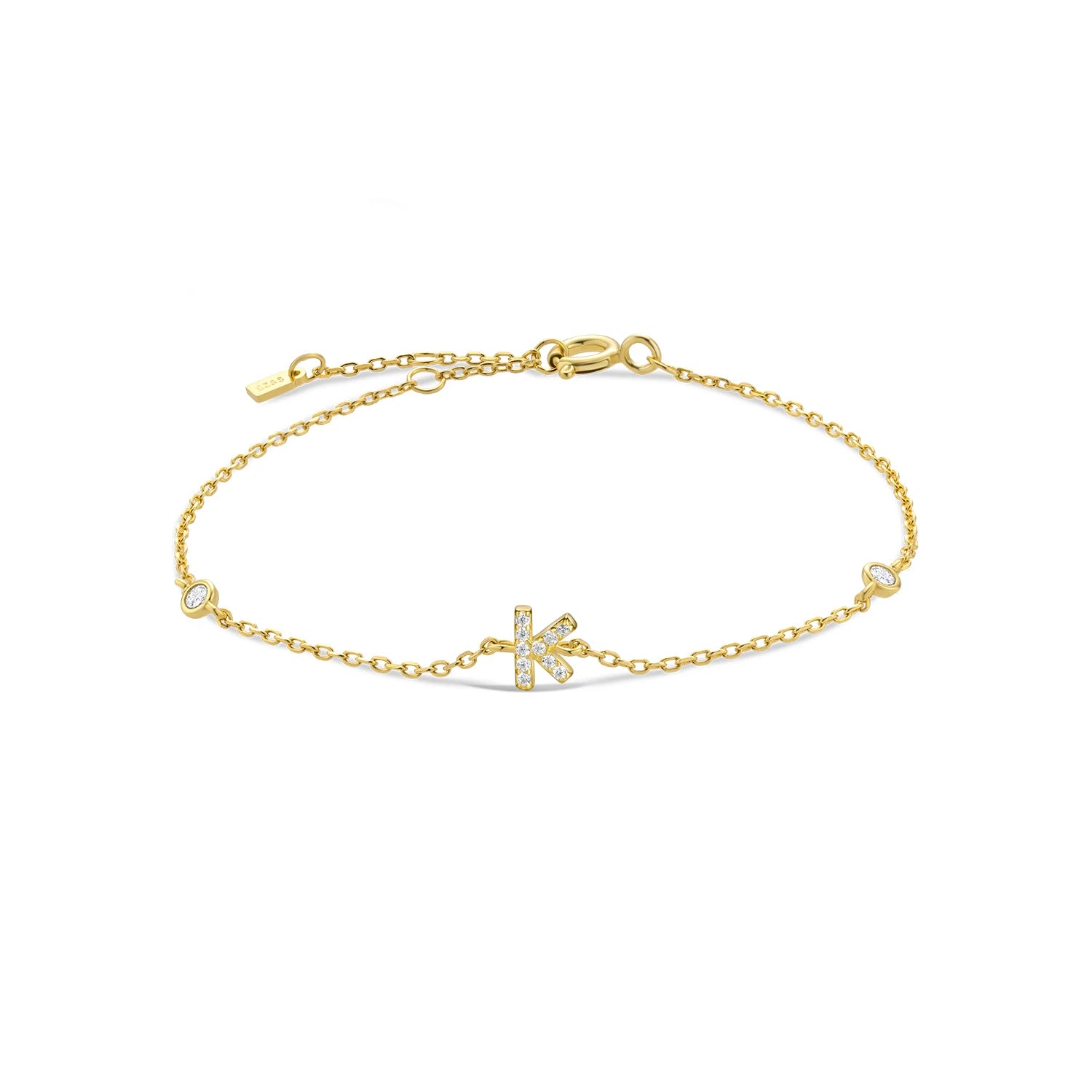 925 Silver Initial Zircon Bracelet