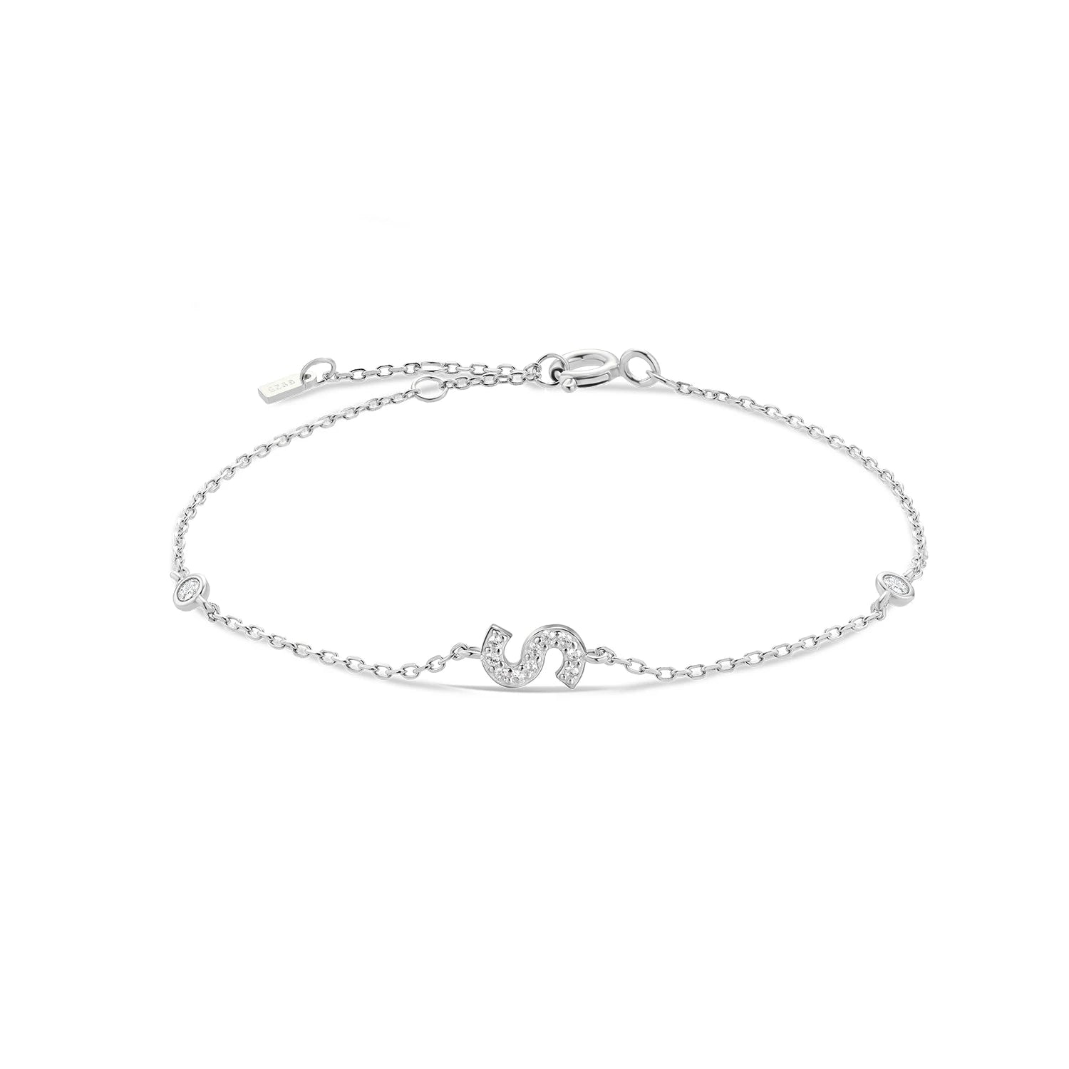 925 Silver Initial Zircon Bracelet