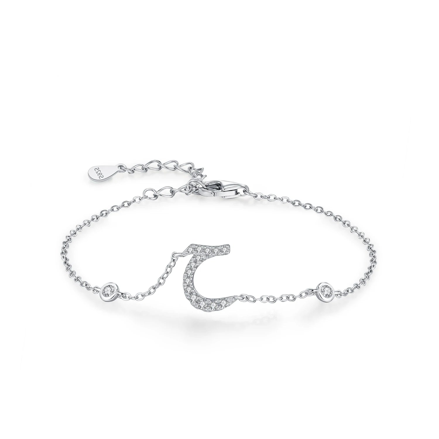 925 Sterling Silver Arabic Letter Chain Bracelet