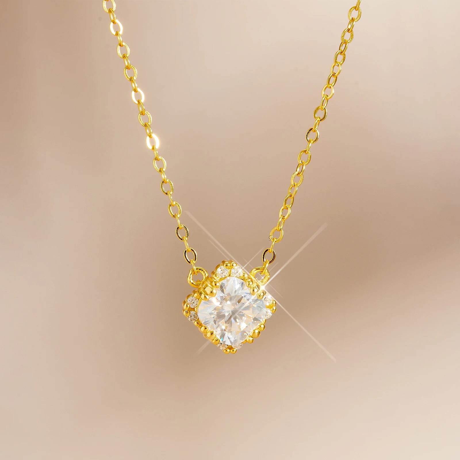 925 Silver Cushion Cut Moissanite Necklace