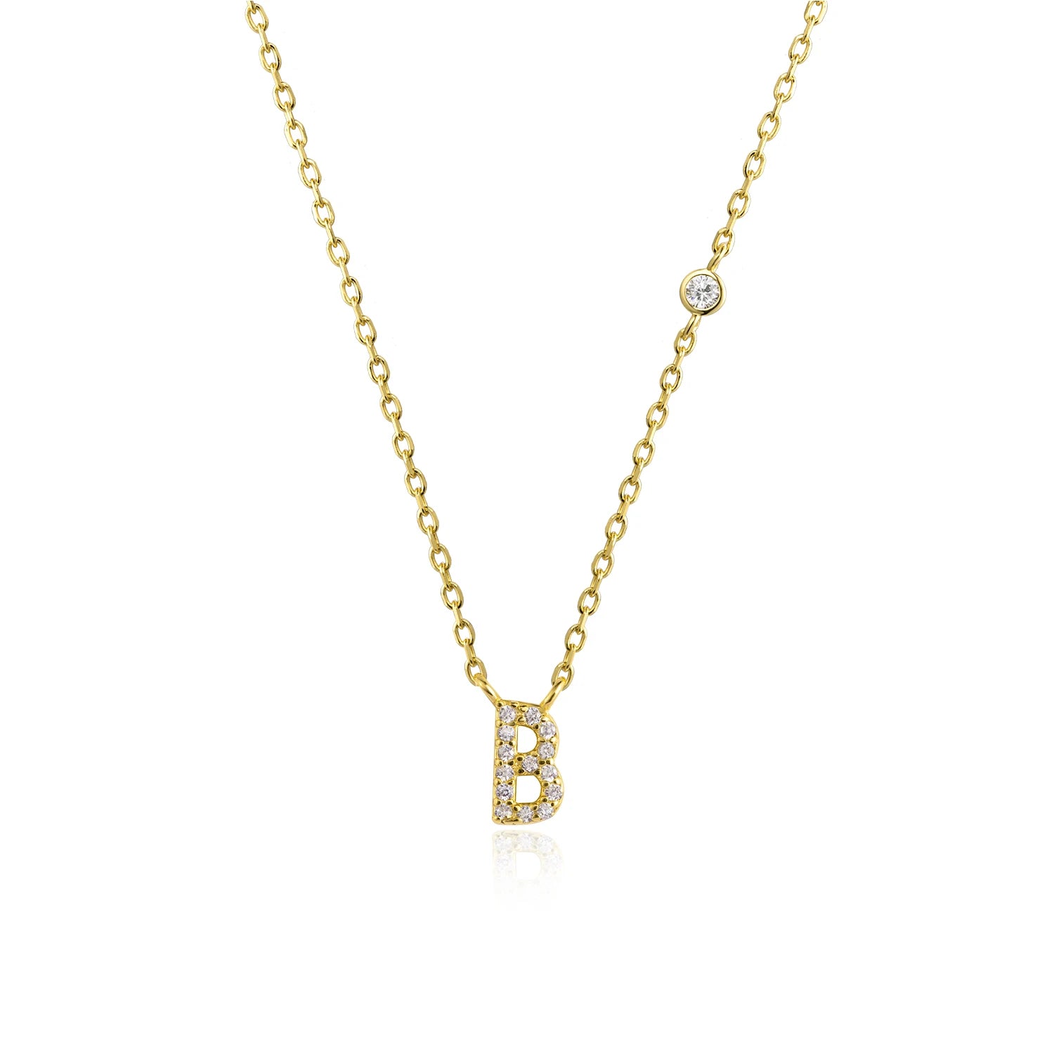 925 Silver Zircon Initial Necklace