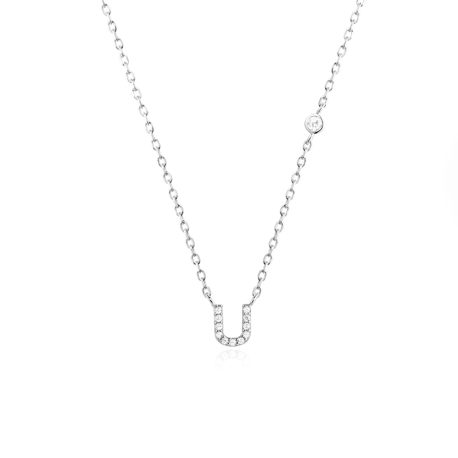 925 Silver Zircon Initial Necklace