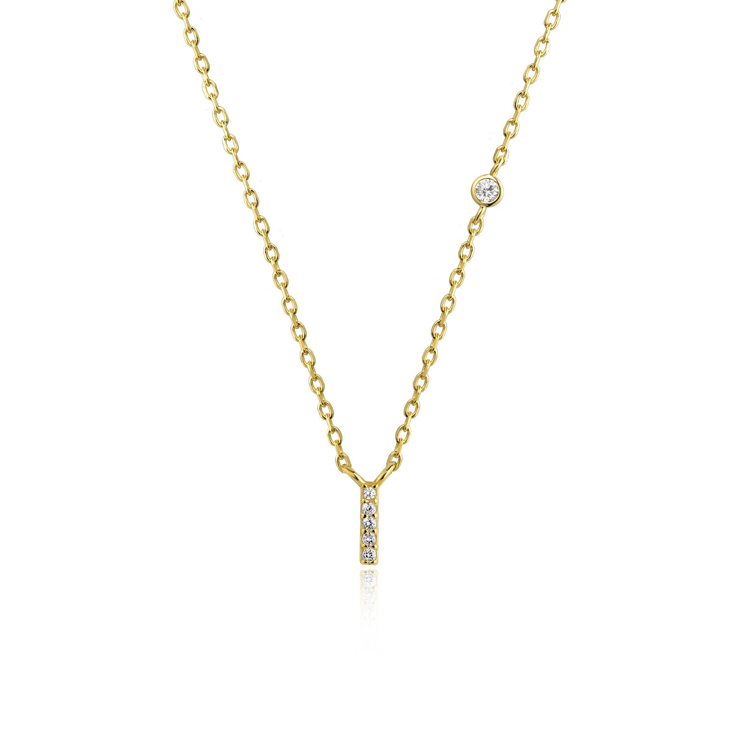 925 Silver Zircon Initial Necklace