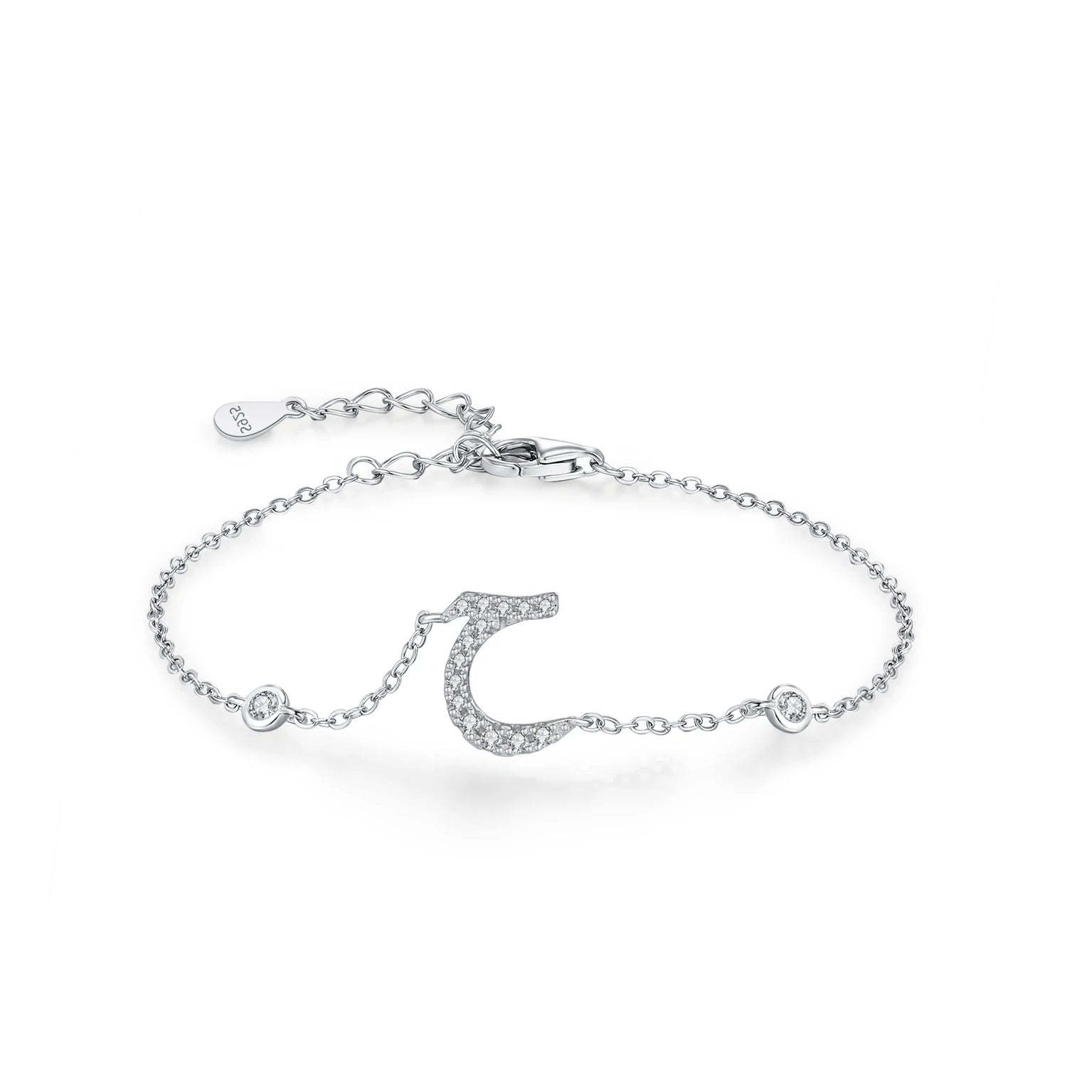 925 Sterling Silver Arabic Letter Chain Bracelet