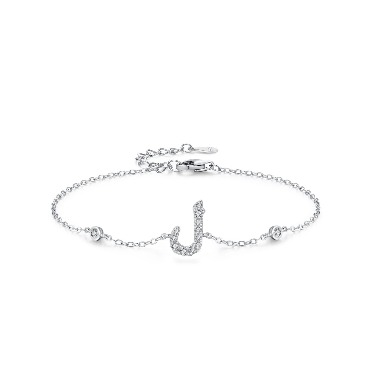 925 Sterling Silver Arabic Letter Chain Bracelet