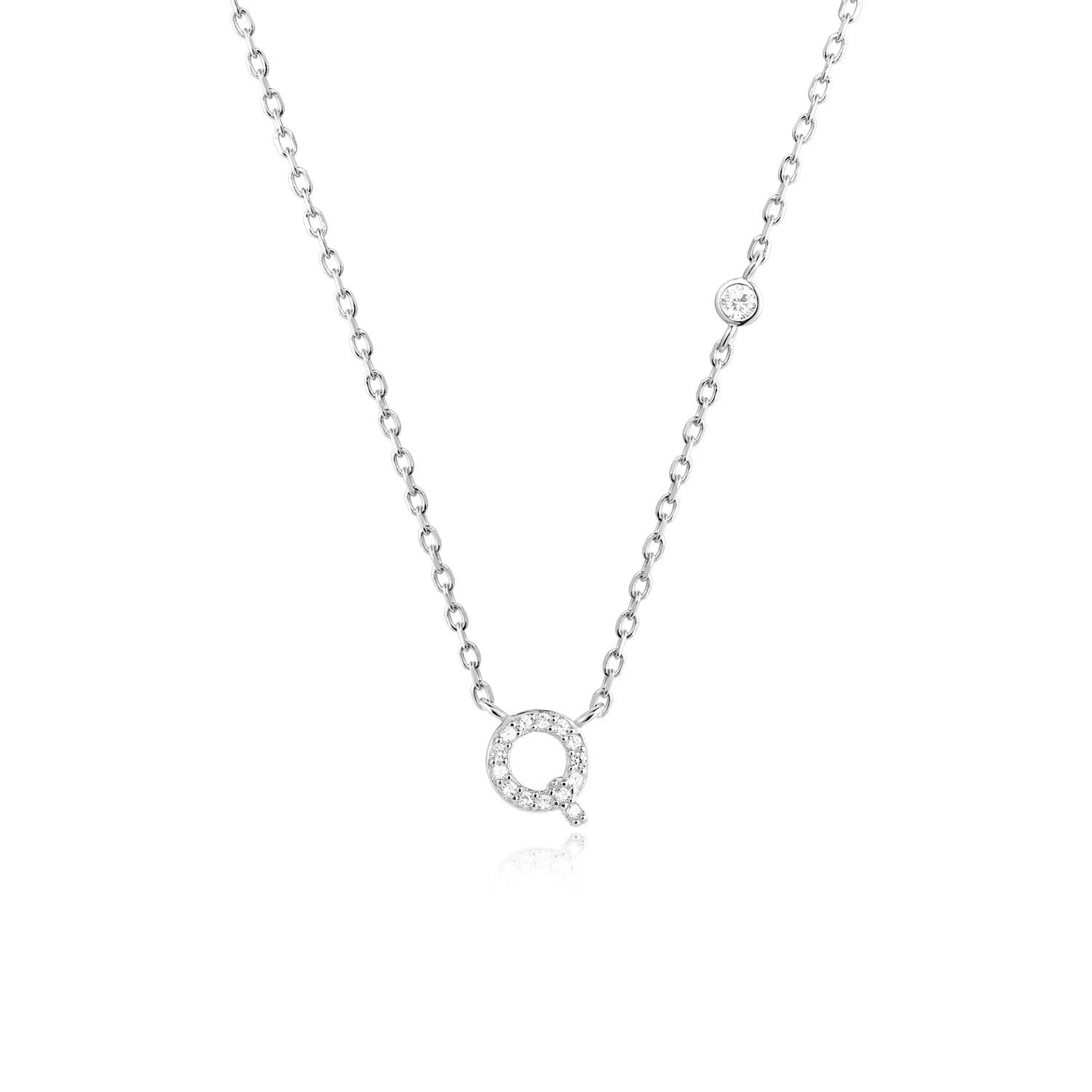 925 Silver Zircon Initial Necklace