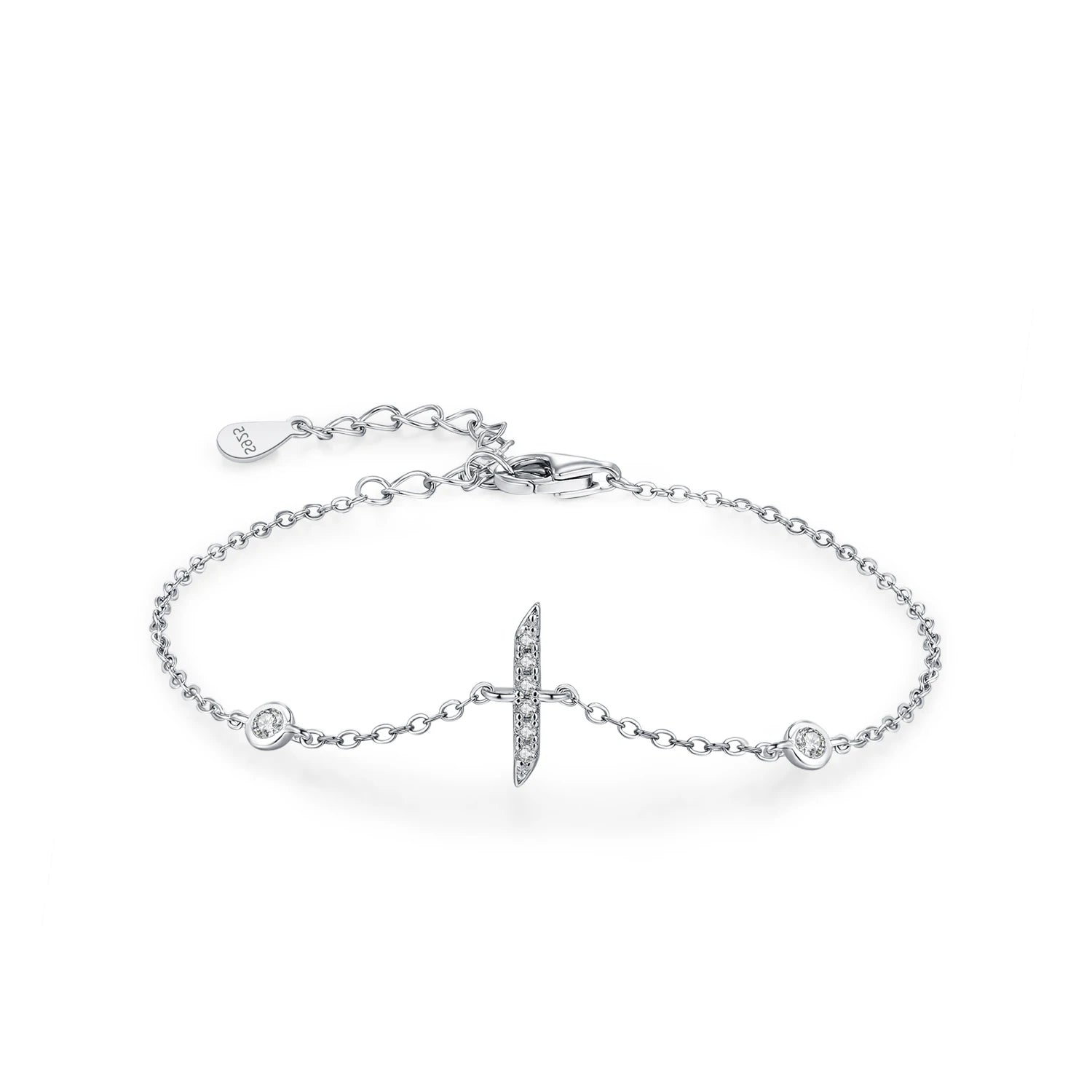 925 Sterling Silver Arabic Letter Chain Bracelet