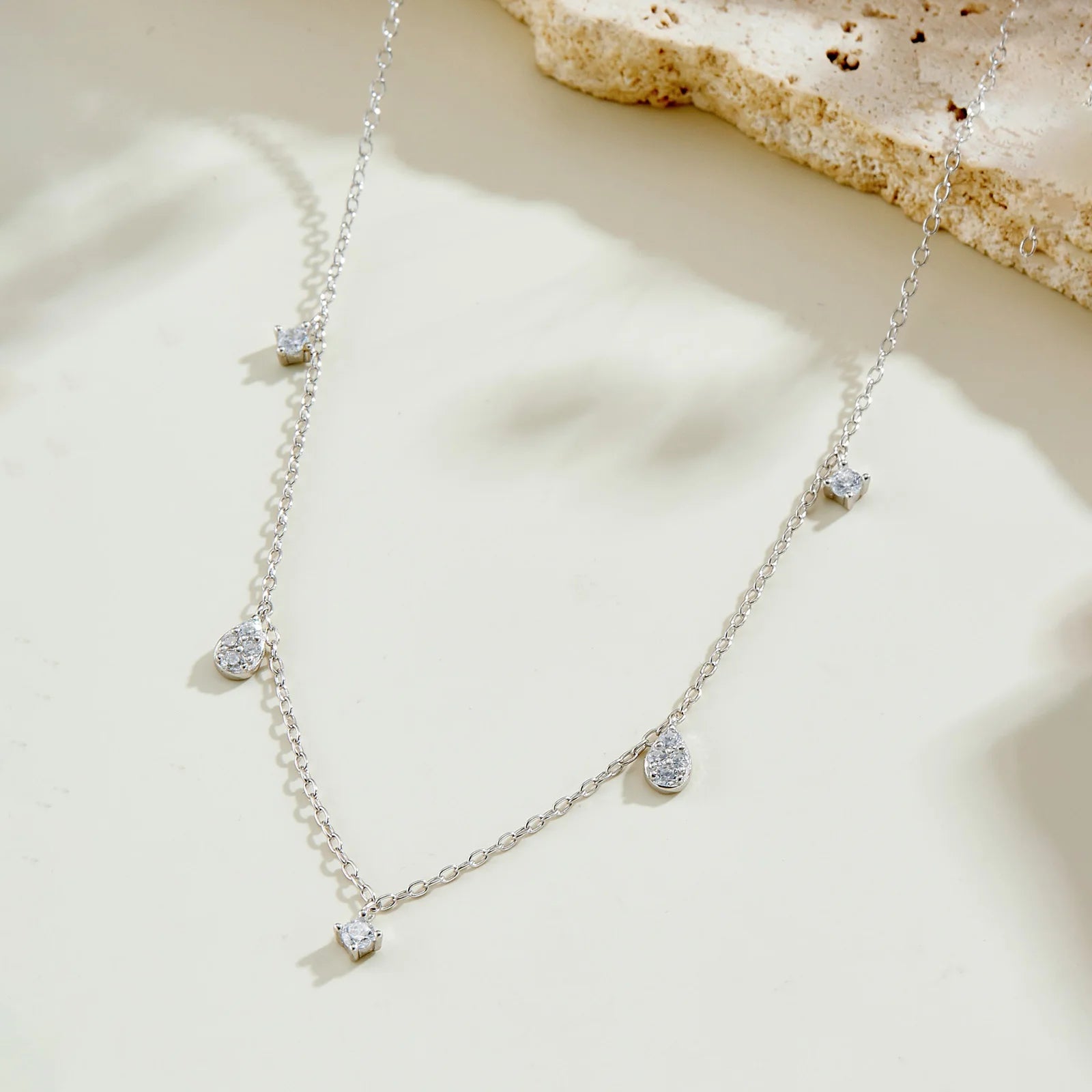 925 Silver Pear Cut Zircon Necklace