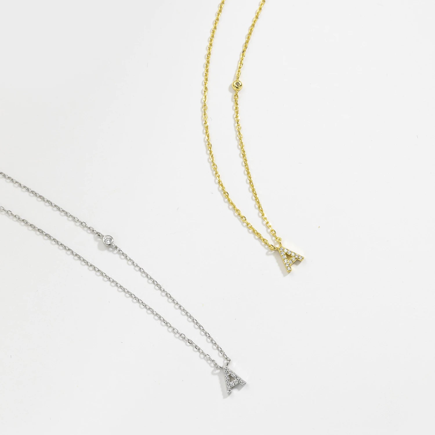 925 Silver Zircon Initial Necklace