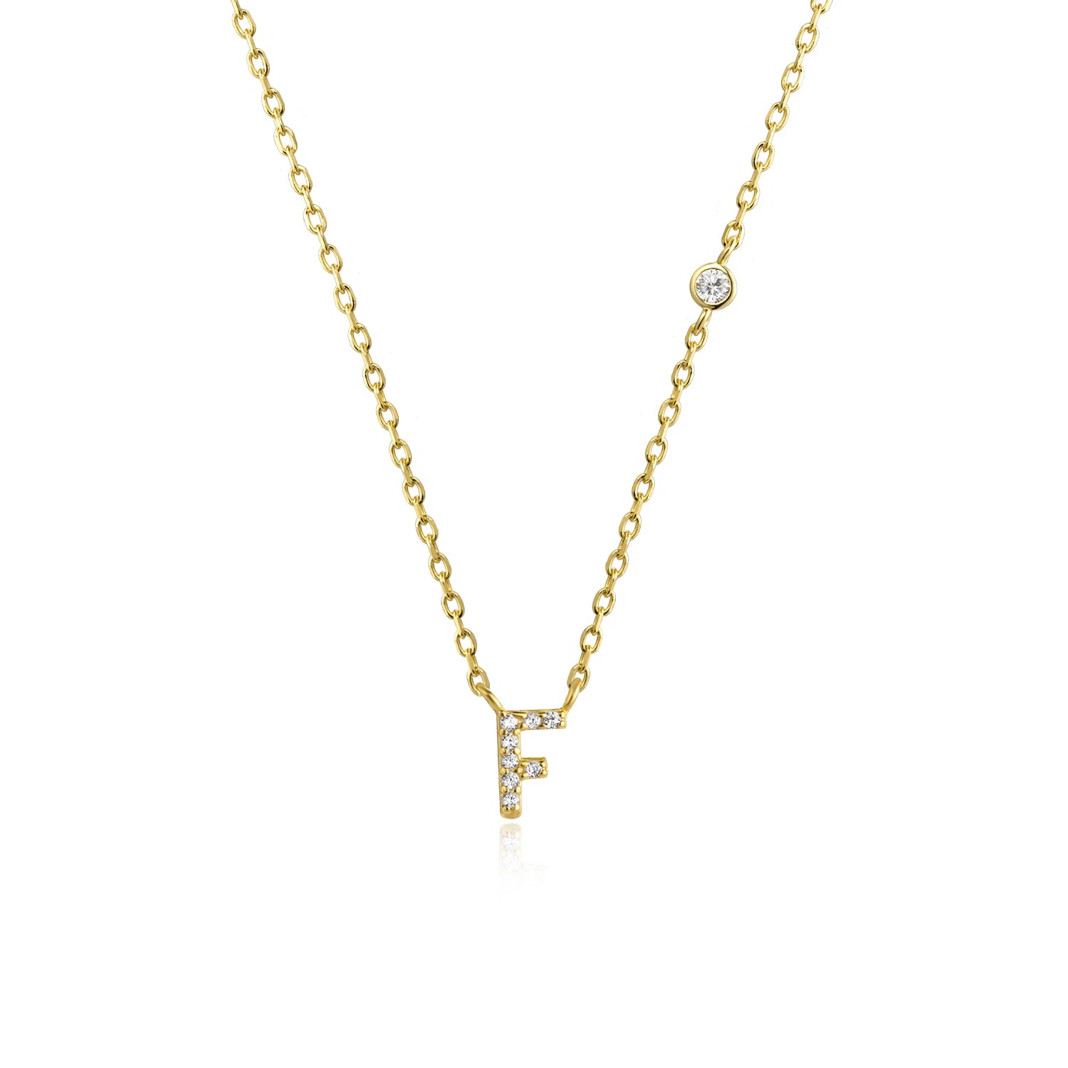 925 Silver Zircon Initial Necklace