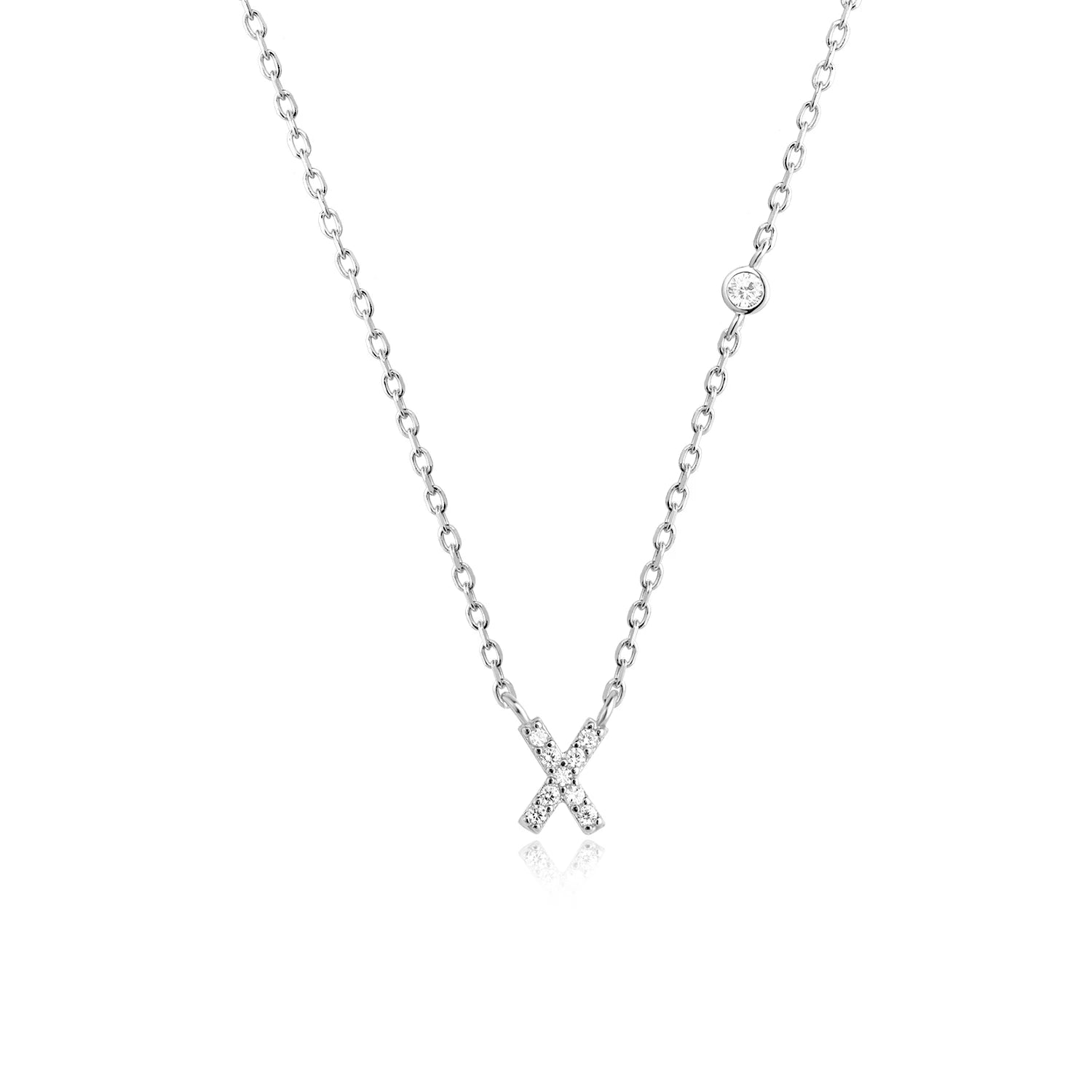 925 Silver Zircon Initial Necklace
