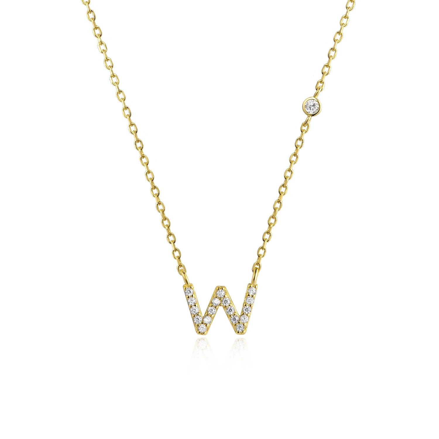 925 Silver Zircon Initial Necklace