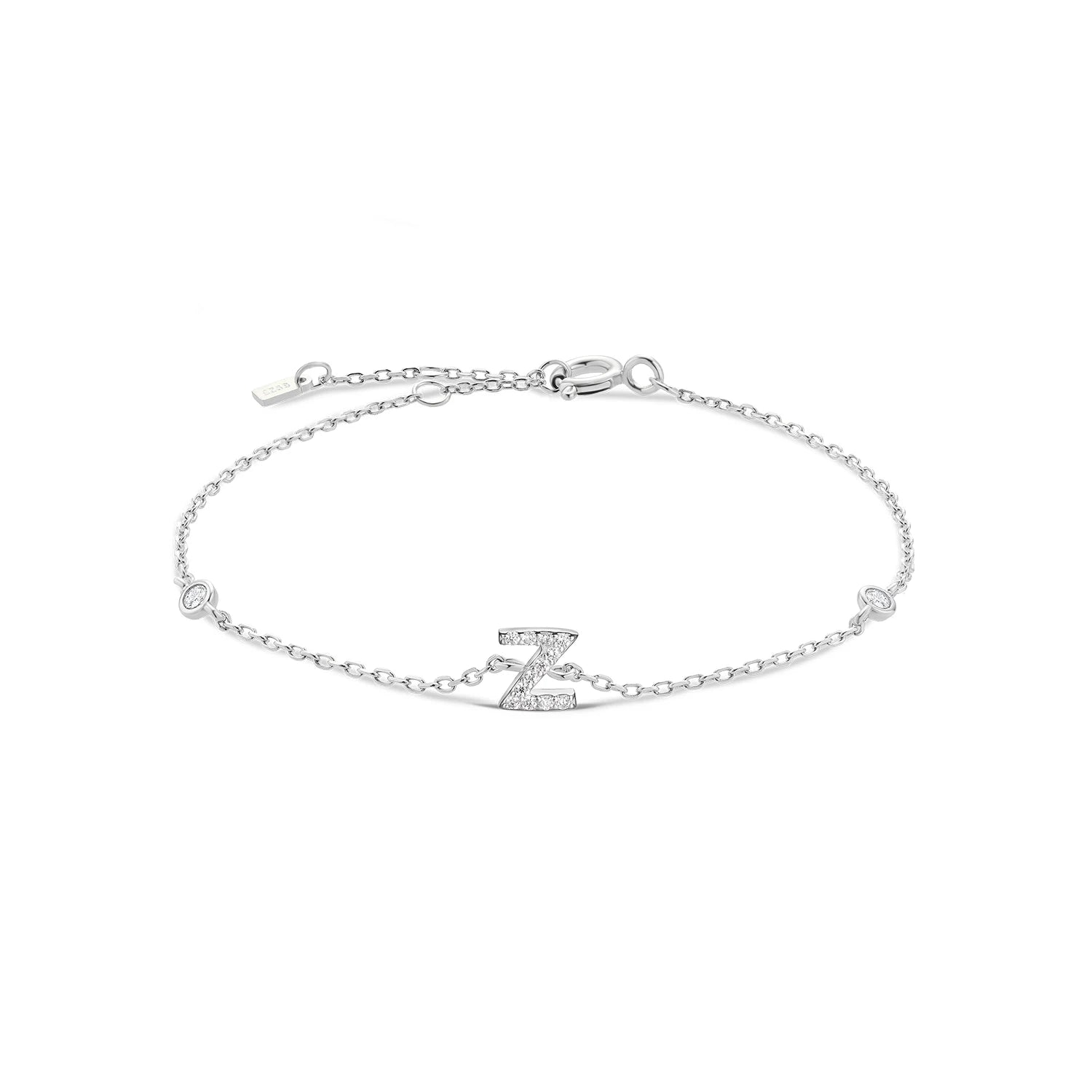925 Silver Initial Zircon Bracelet