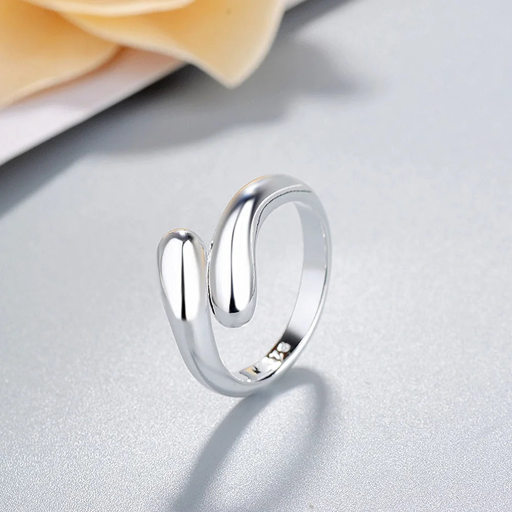 Elegant Water Drop Sterling Silver Ring