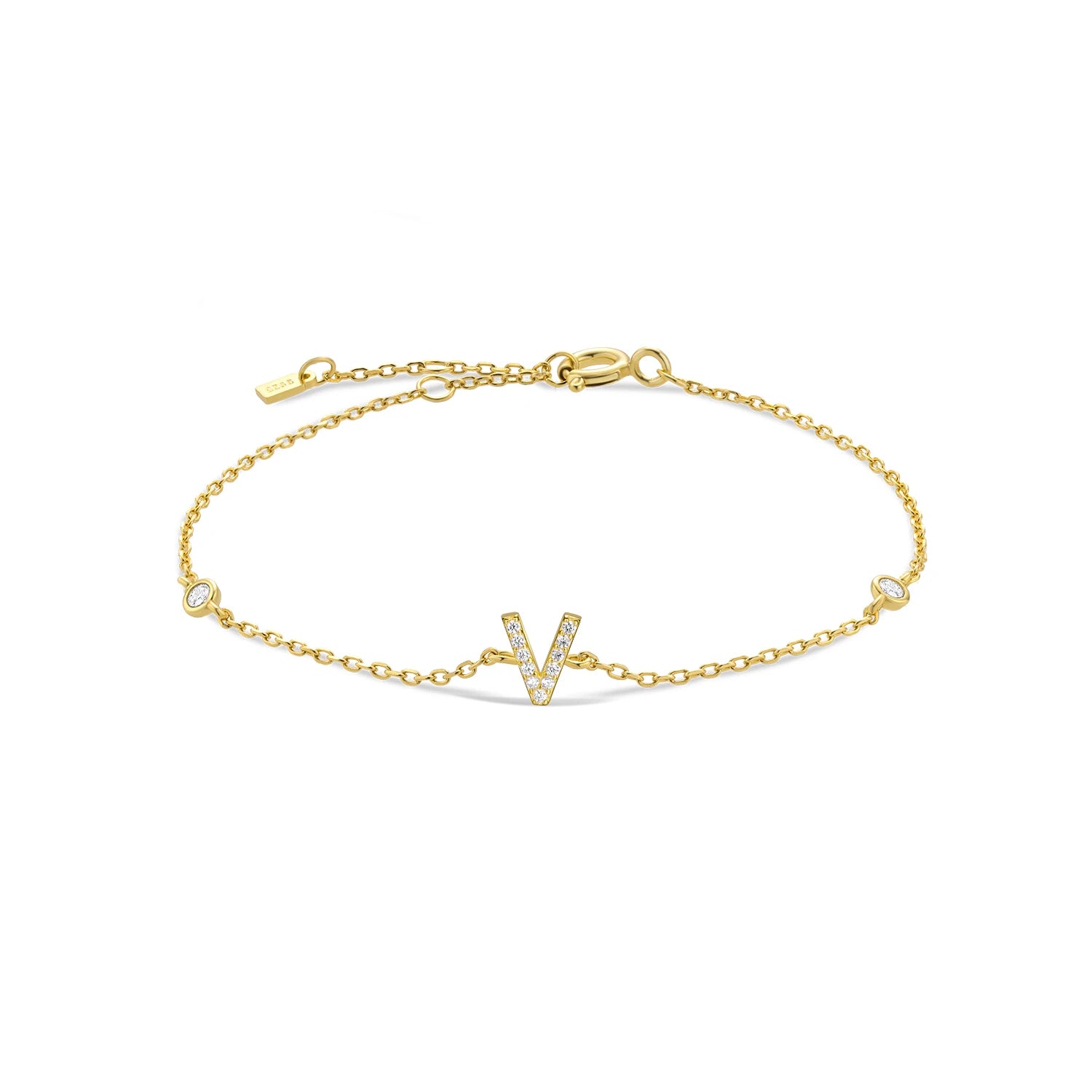925 Silver Initial Zircon Bracelet