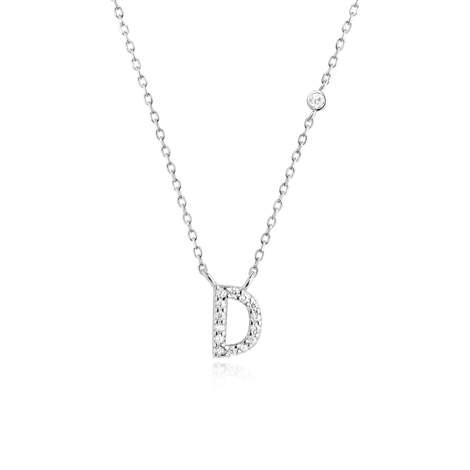 925 Silver Zircon Initial Necklace
