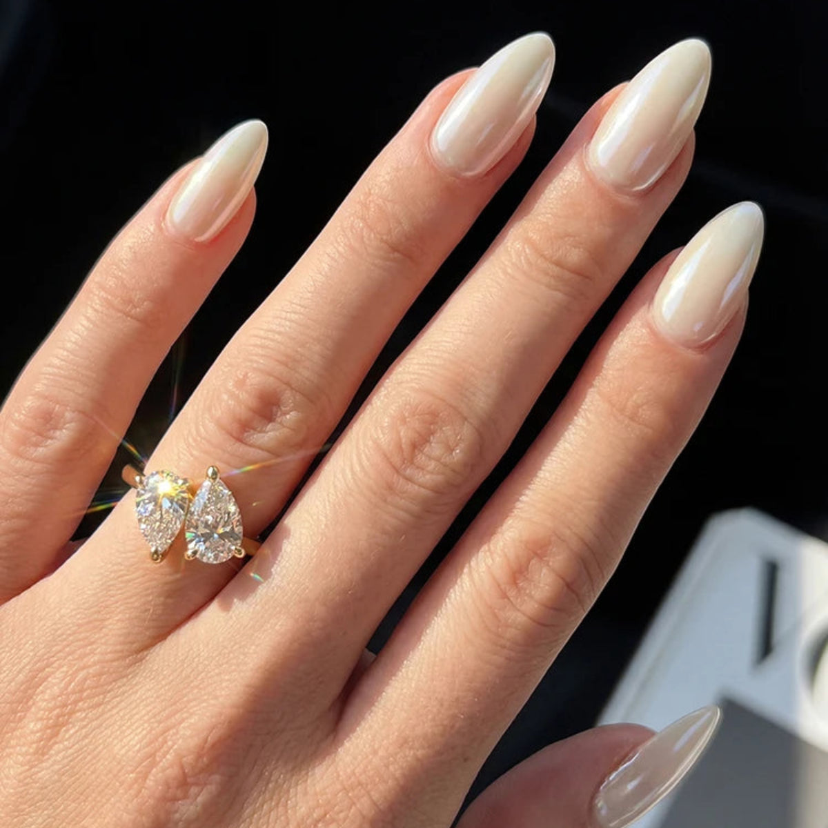 S925 Sterling Silver Pear-Cut Moissanite Ring