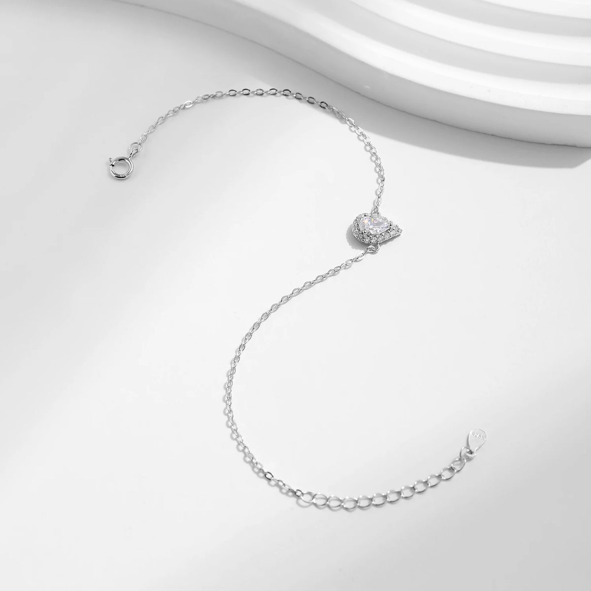 Pear-Cut CZ Water Drop Silver Bracelet