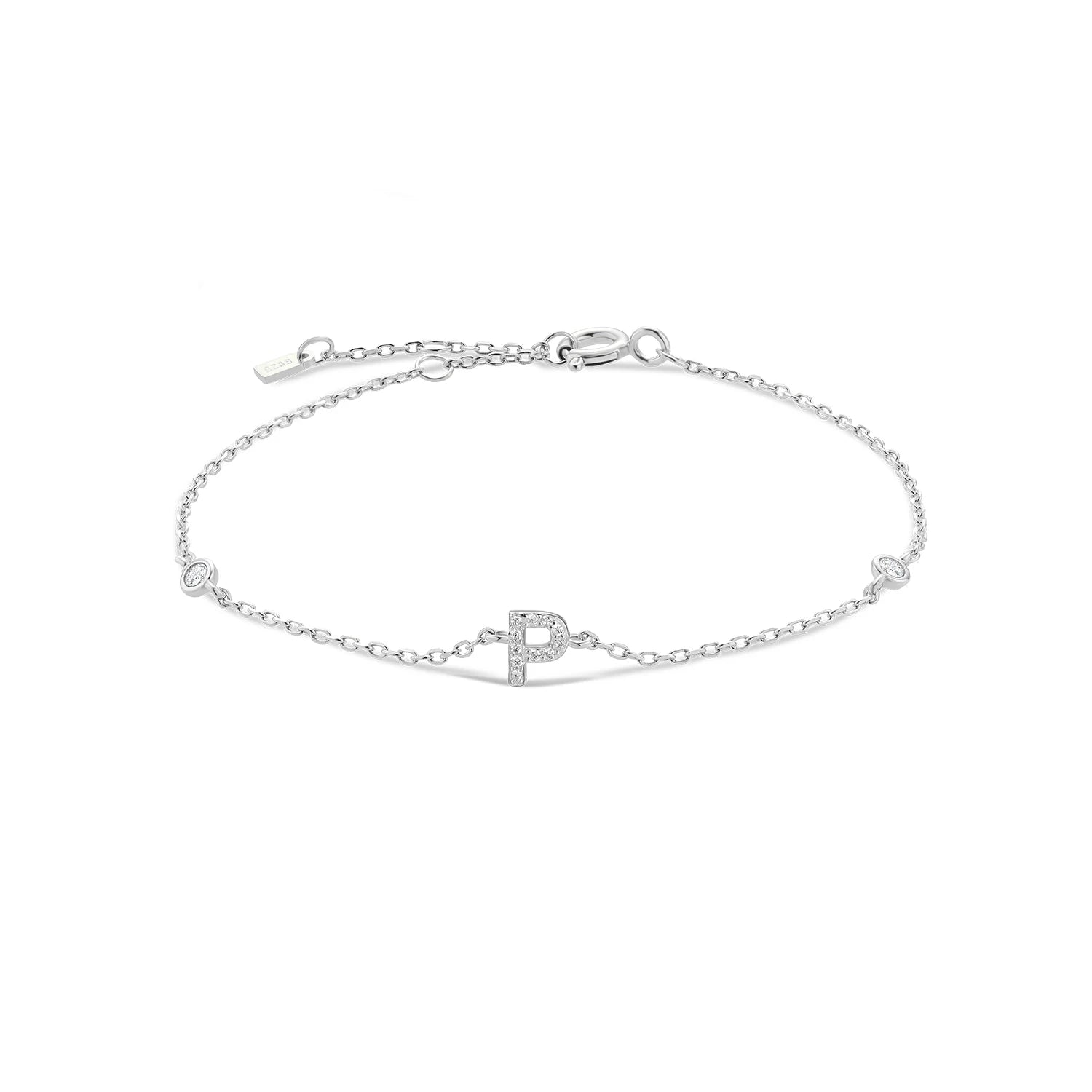 925 Silver Initial Zircon Bracelet