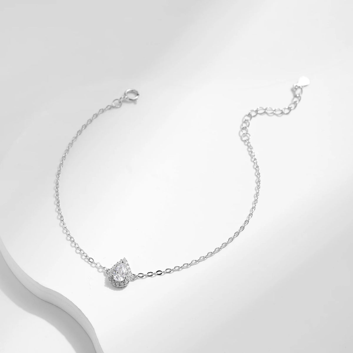 Pear-Cut CZ Water Drop Silver Bracelet