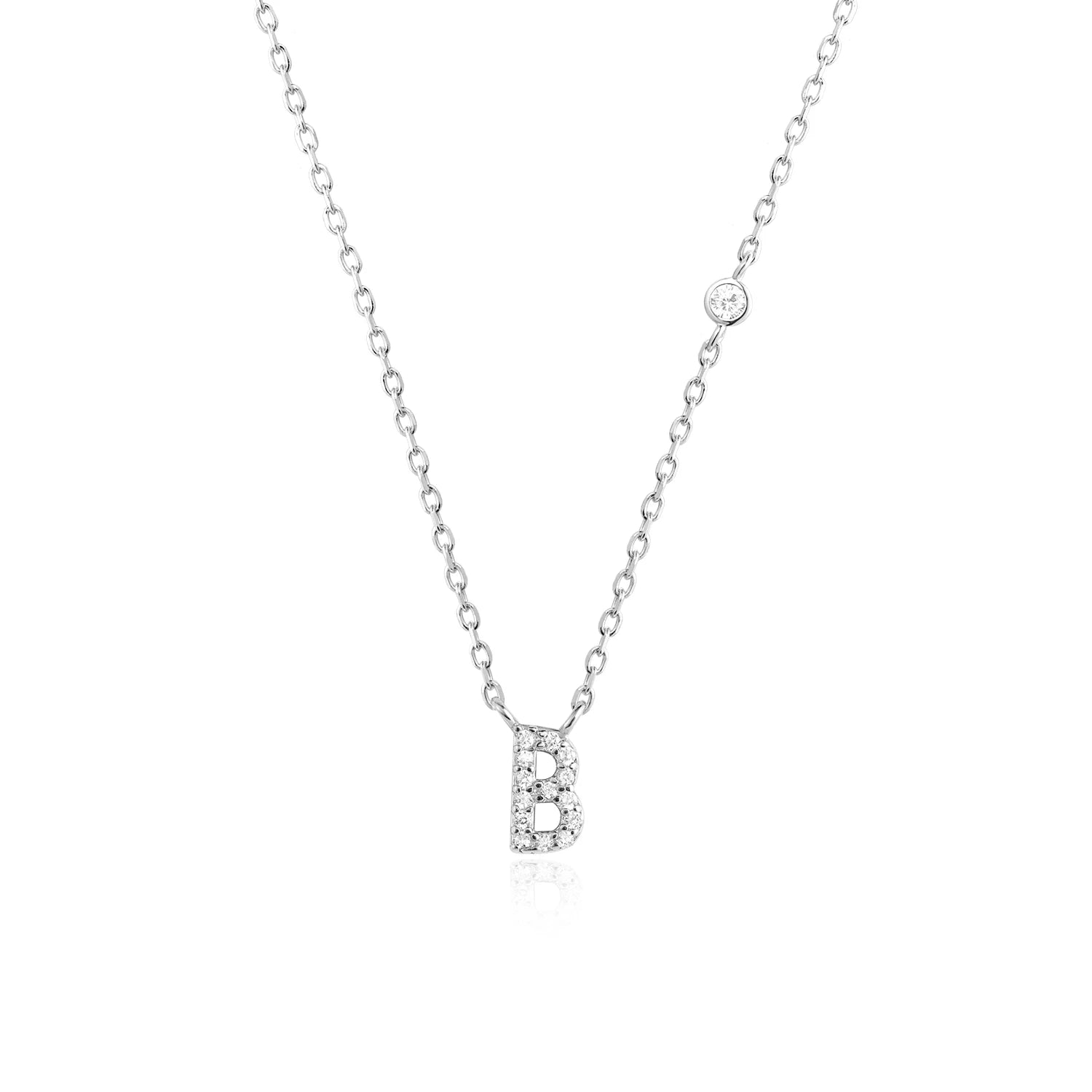 925 Silver Zircon Initial Necklace