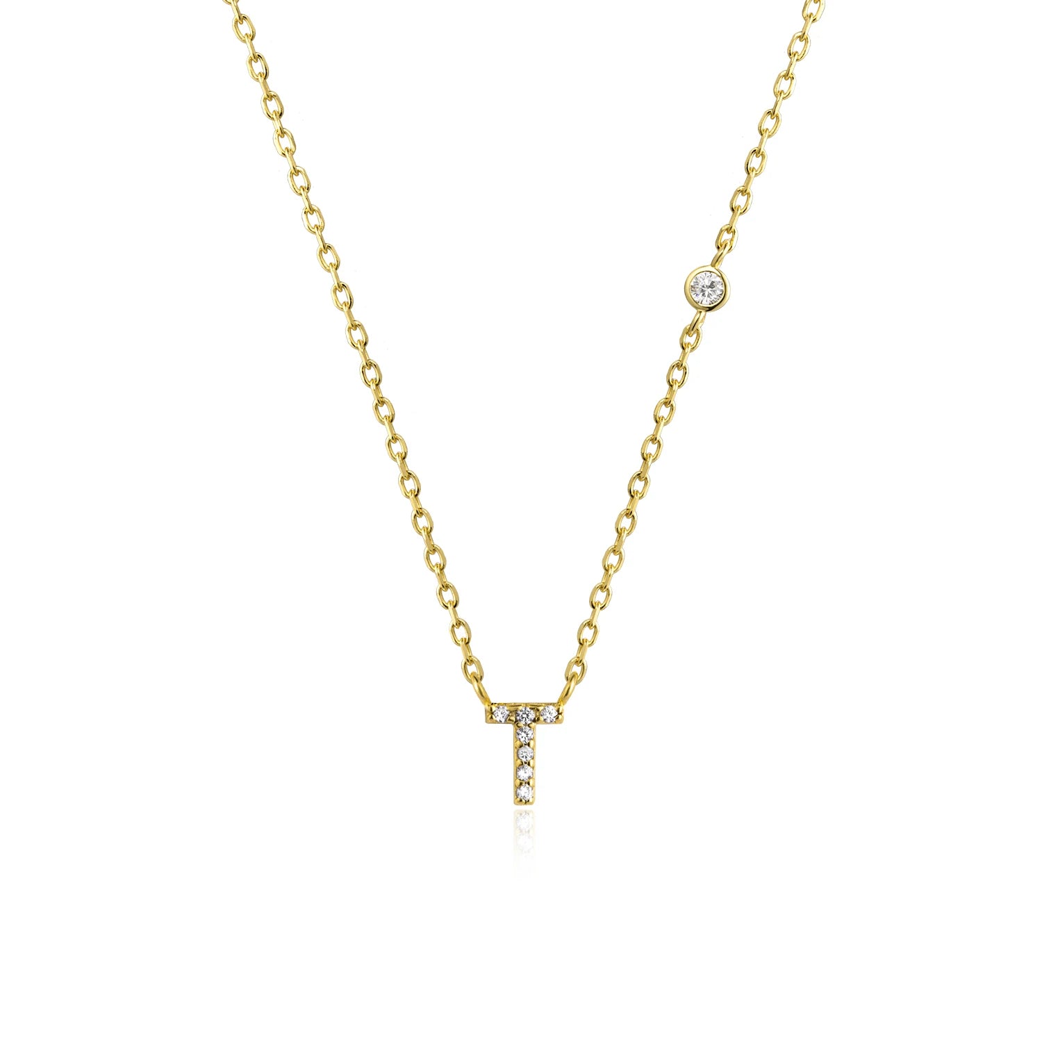 925 Silver Zircon Initial Necklace