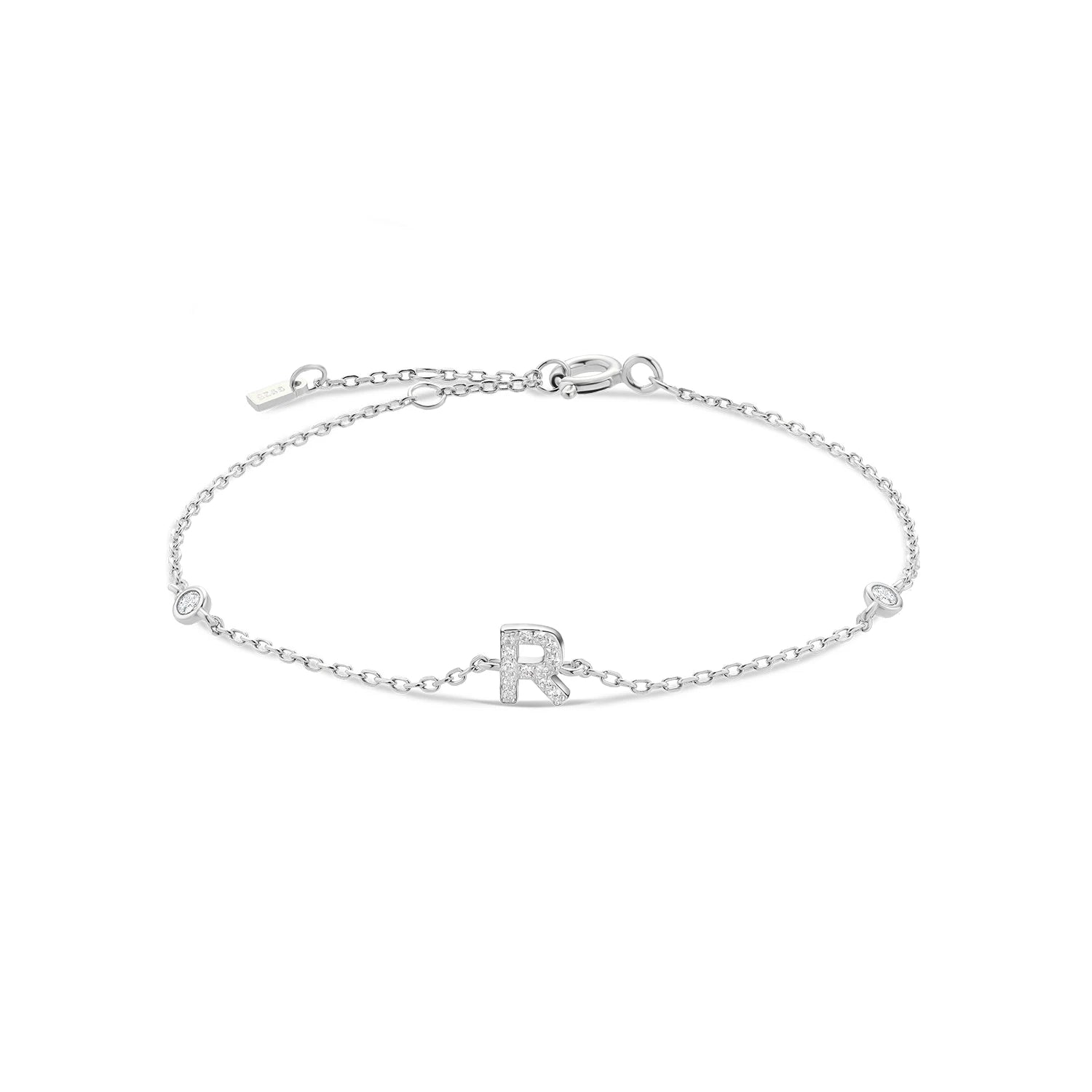 925 Silver Initial Zircon Bracelet