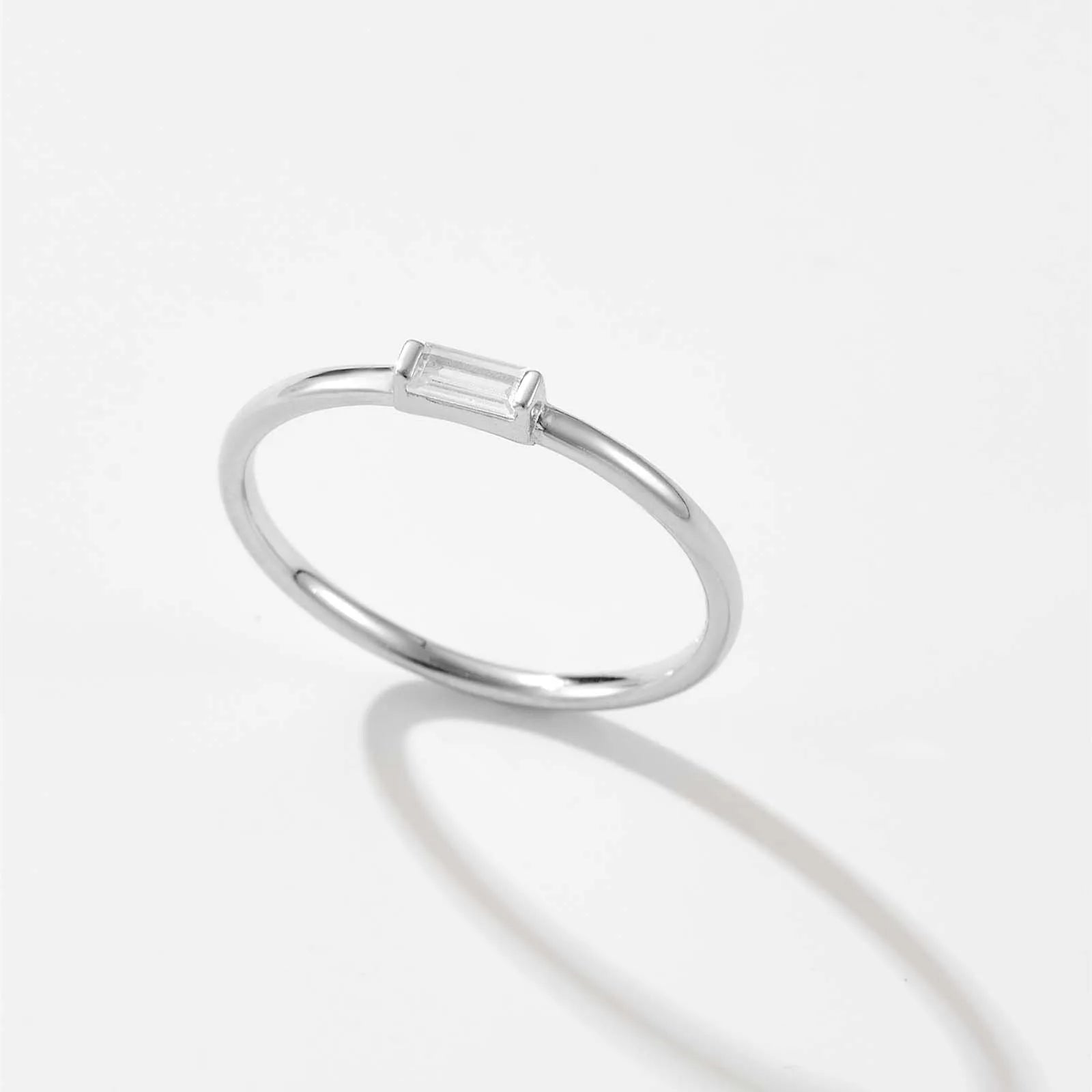 925 Sterling Silver Gold CZ Crystal Ring