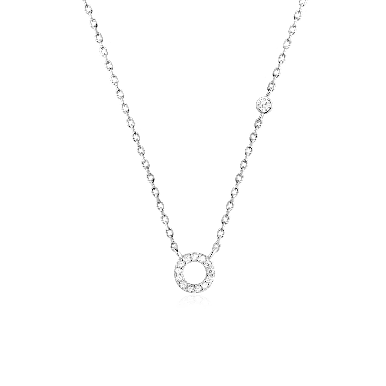 925 Silver Zircon Initial Necklace