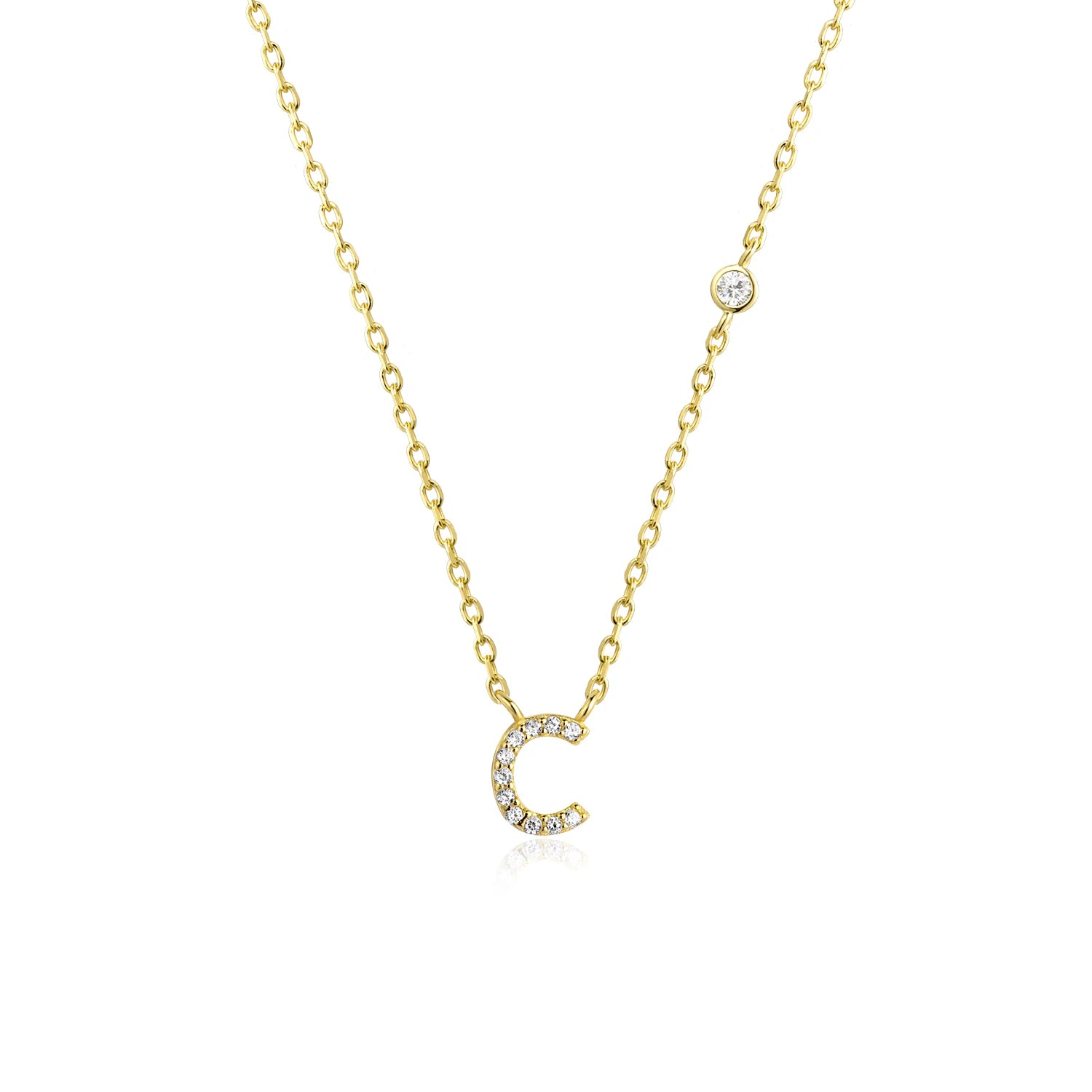925 Silver Zircon Initial Necklace