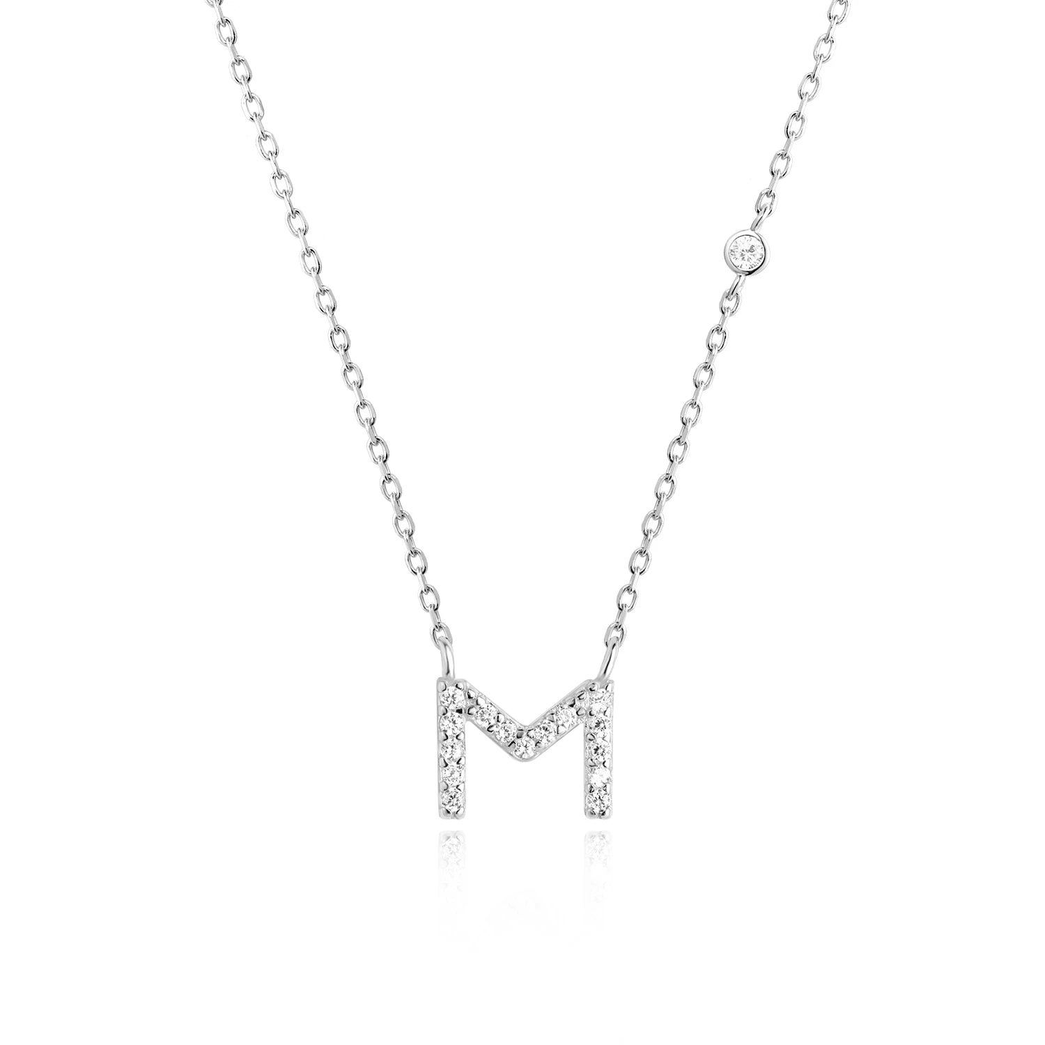 925 Silver Zircon Initial Necklace
