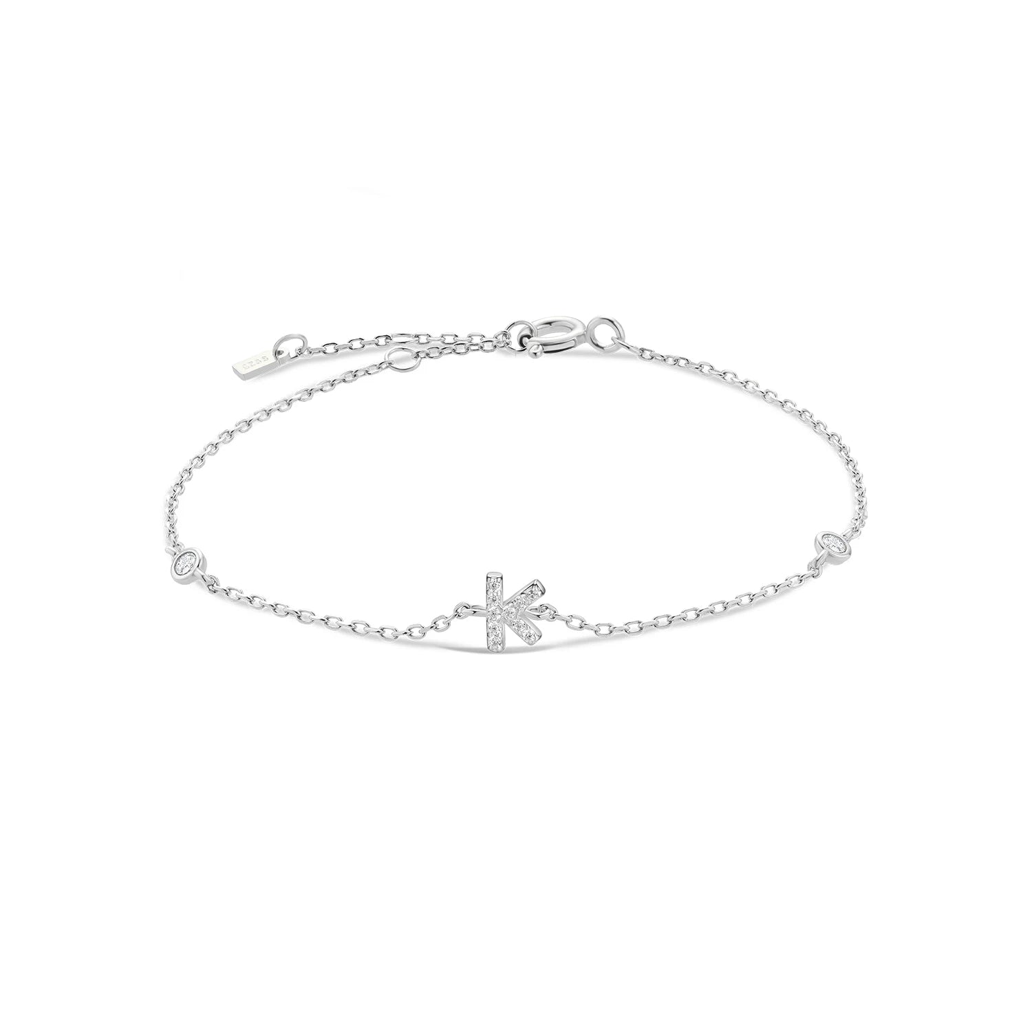 925 Silver Initial Zircon Bracelet