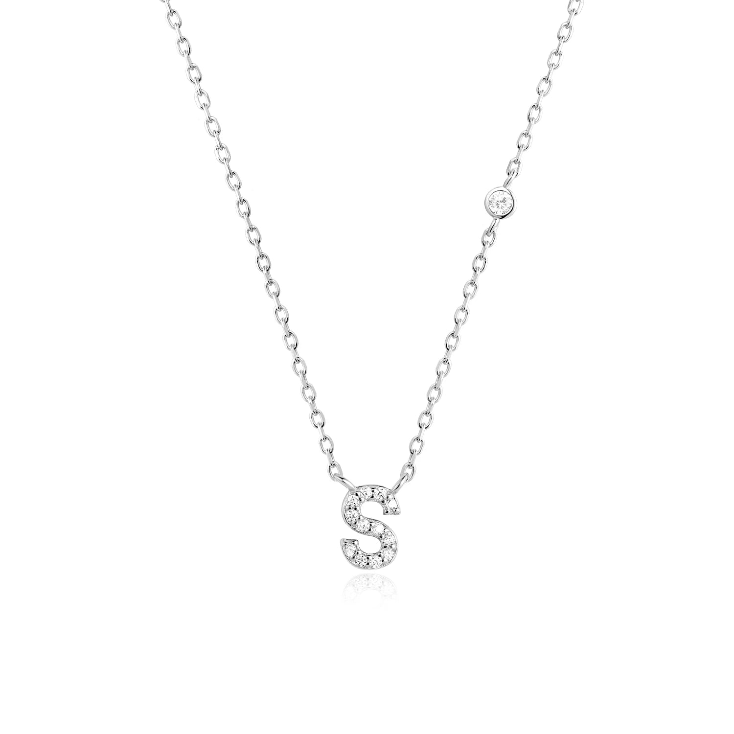 925 Silver Zircon Initial Necklace