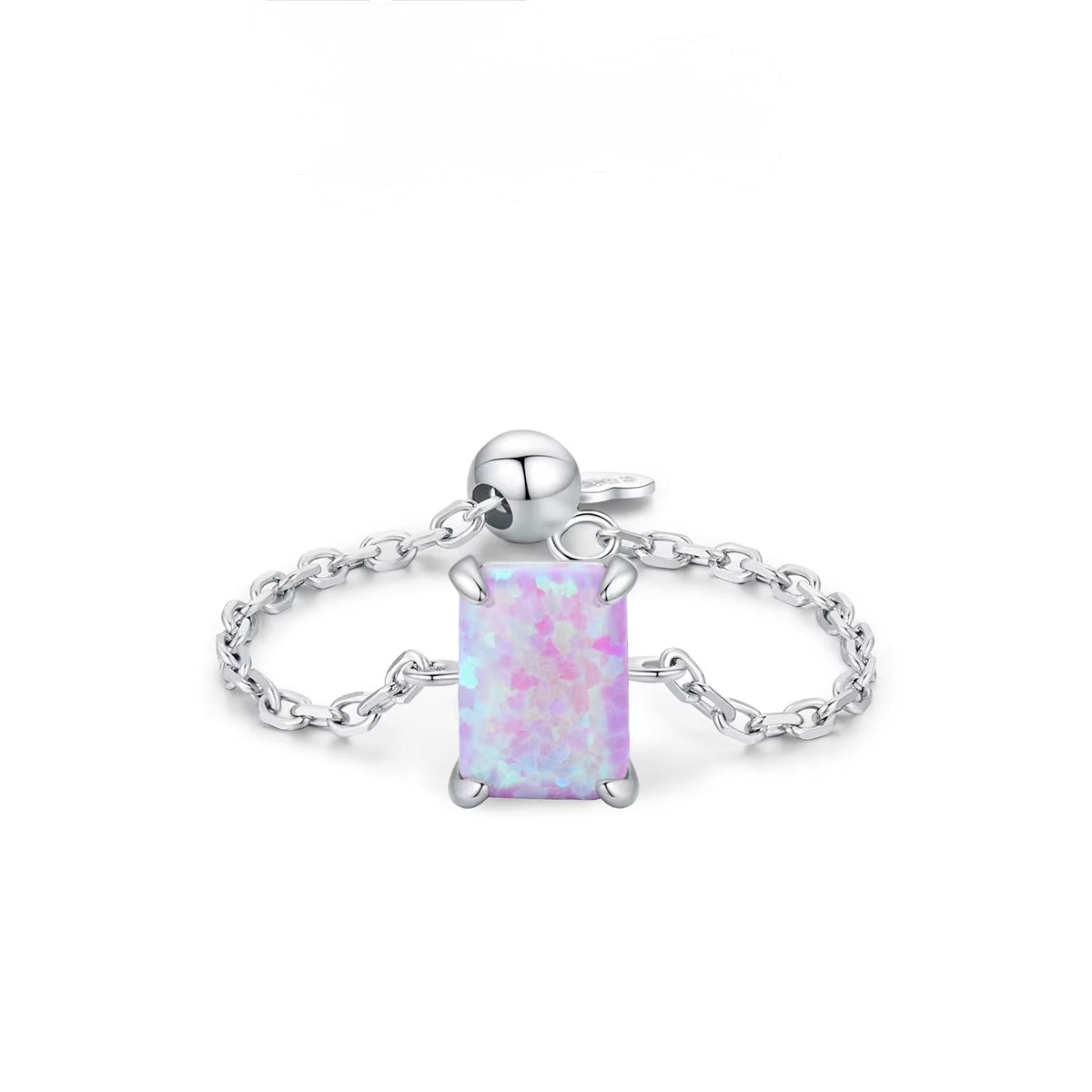 S925 Sterling Silver Opal Link Ring