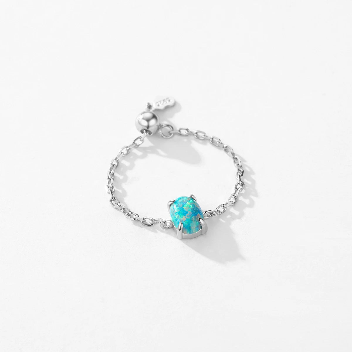 S925 Sterling Silver Opal Link Ring