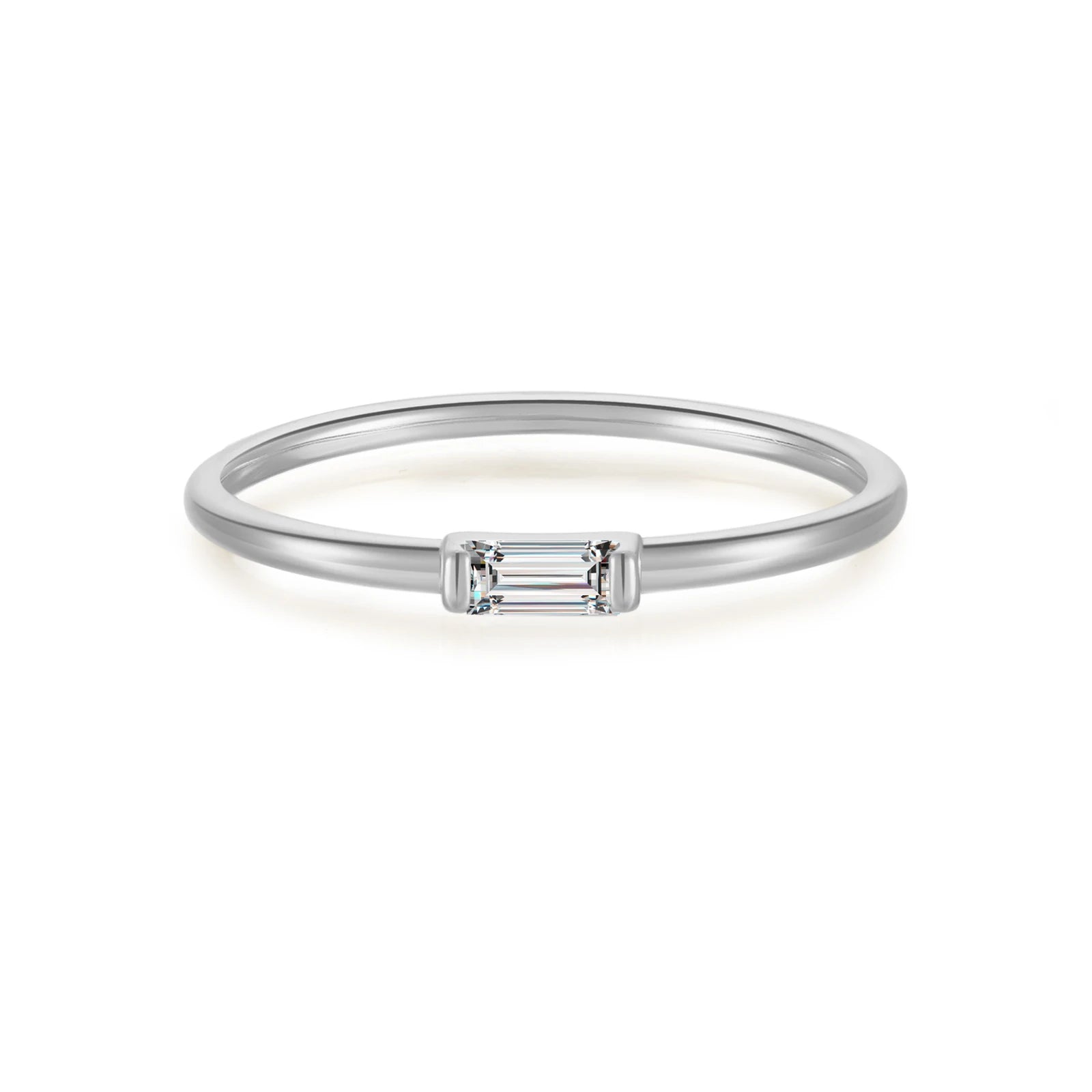 925 Sterling Silver Gold CZ Crystal Ring