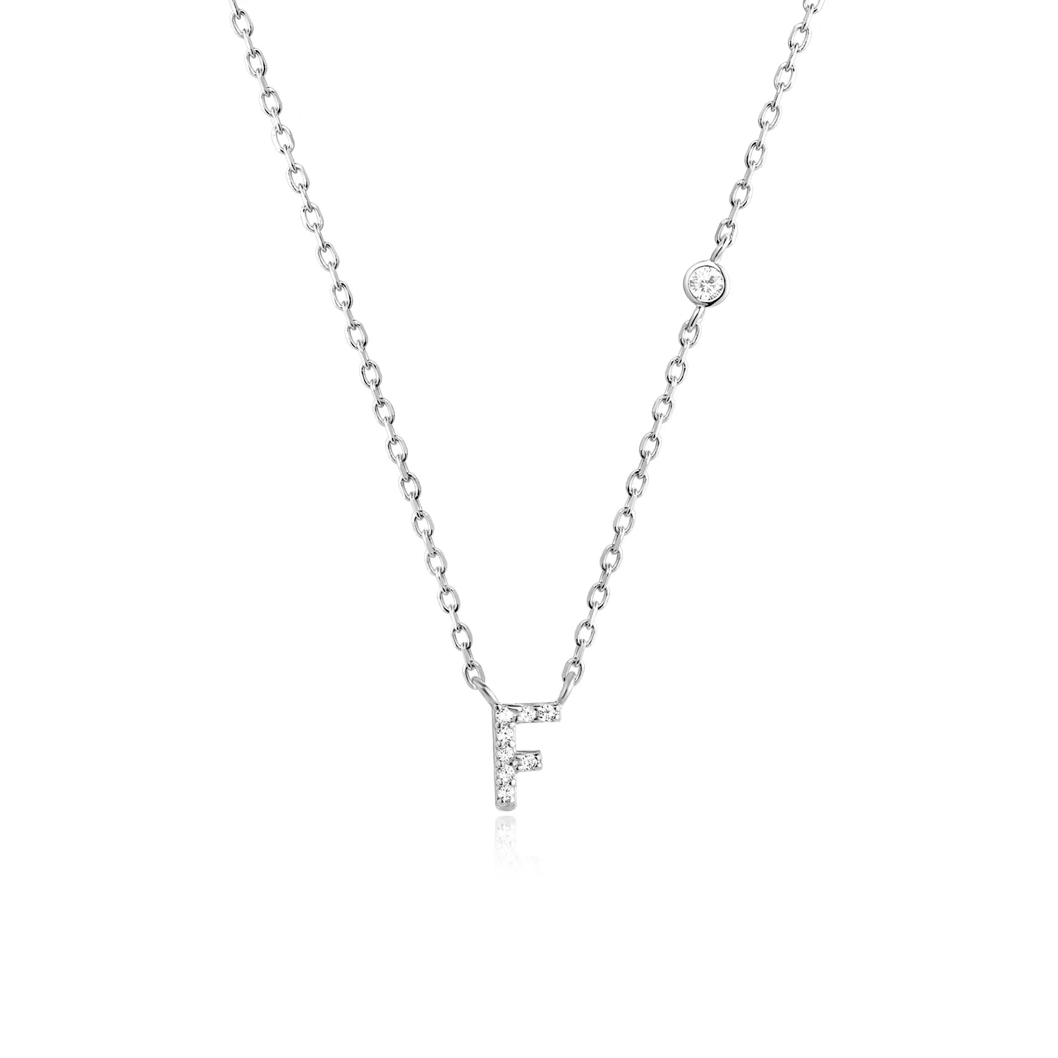 925 Silver Zircon Initial Necklace