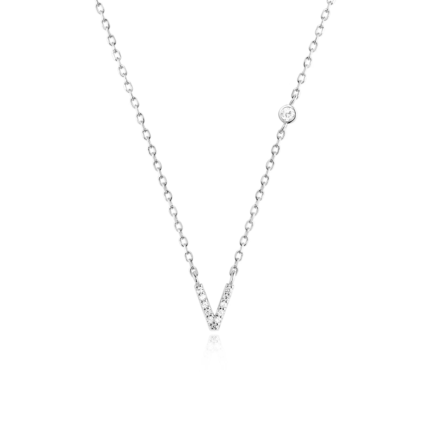 925 Silver Zircon Initial Necklace