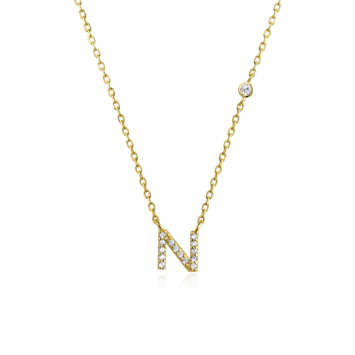 925 Silver Zircon Initial Necklace
