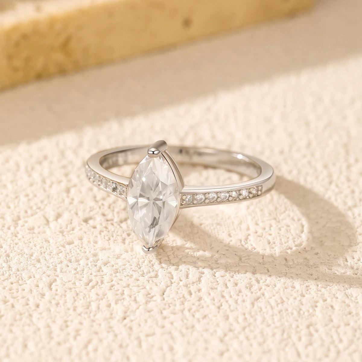S925 Sterling Silver Marquise Moissanite Ring