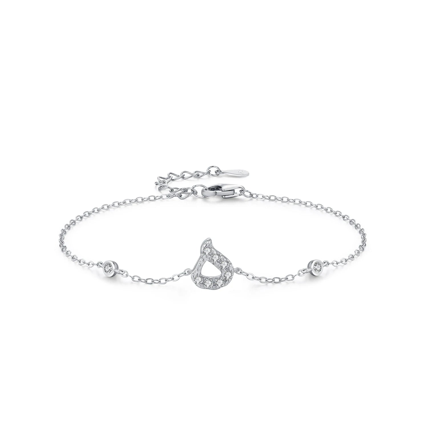 925 Sterling Silver Arabic Letter Chain Bracelet