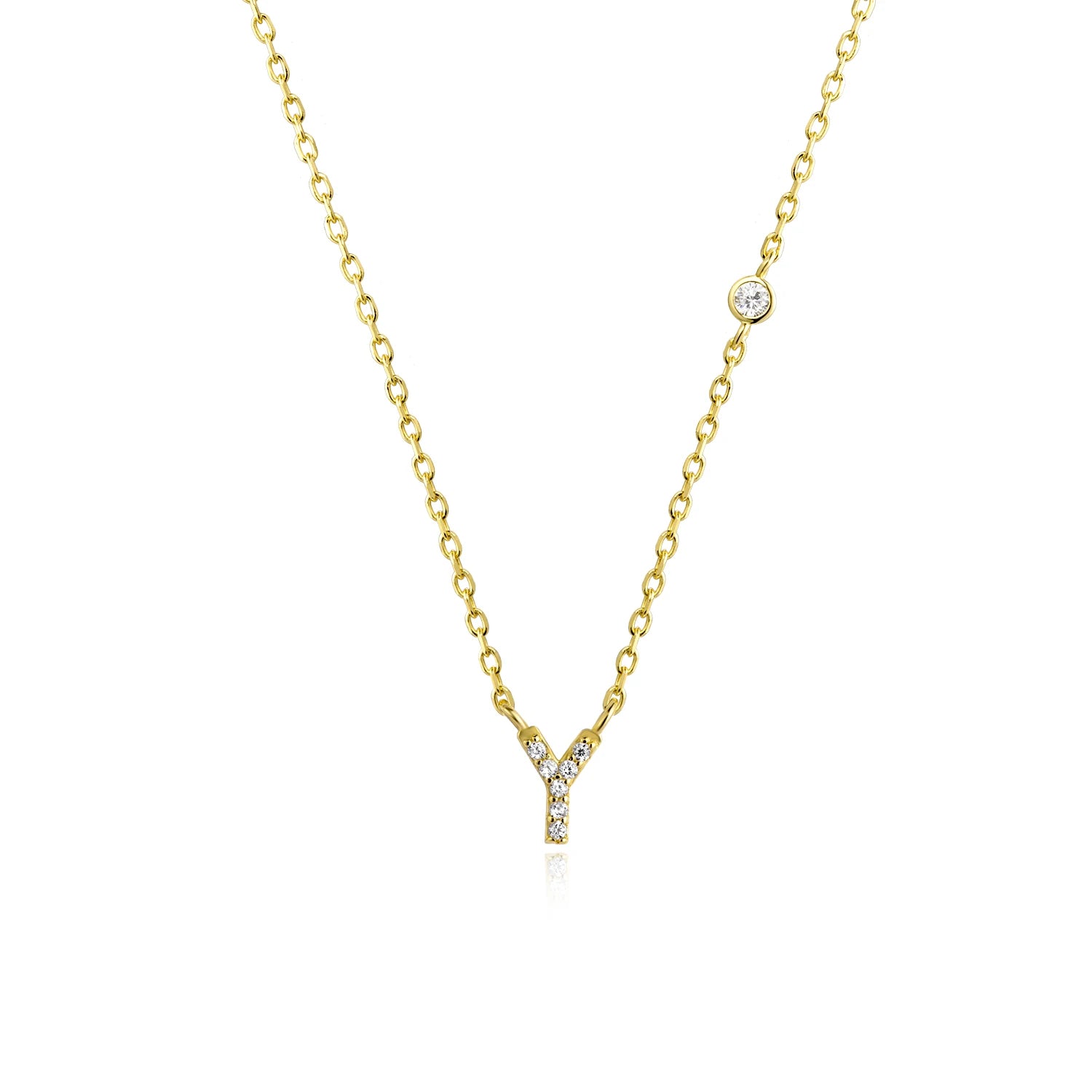 925 Silver Zircon Initial Necklace