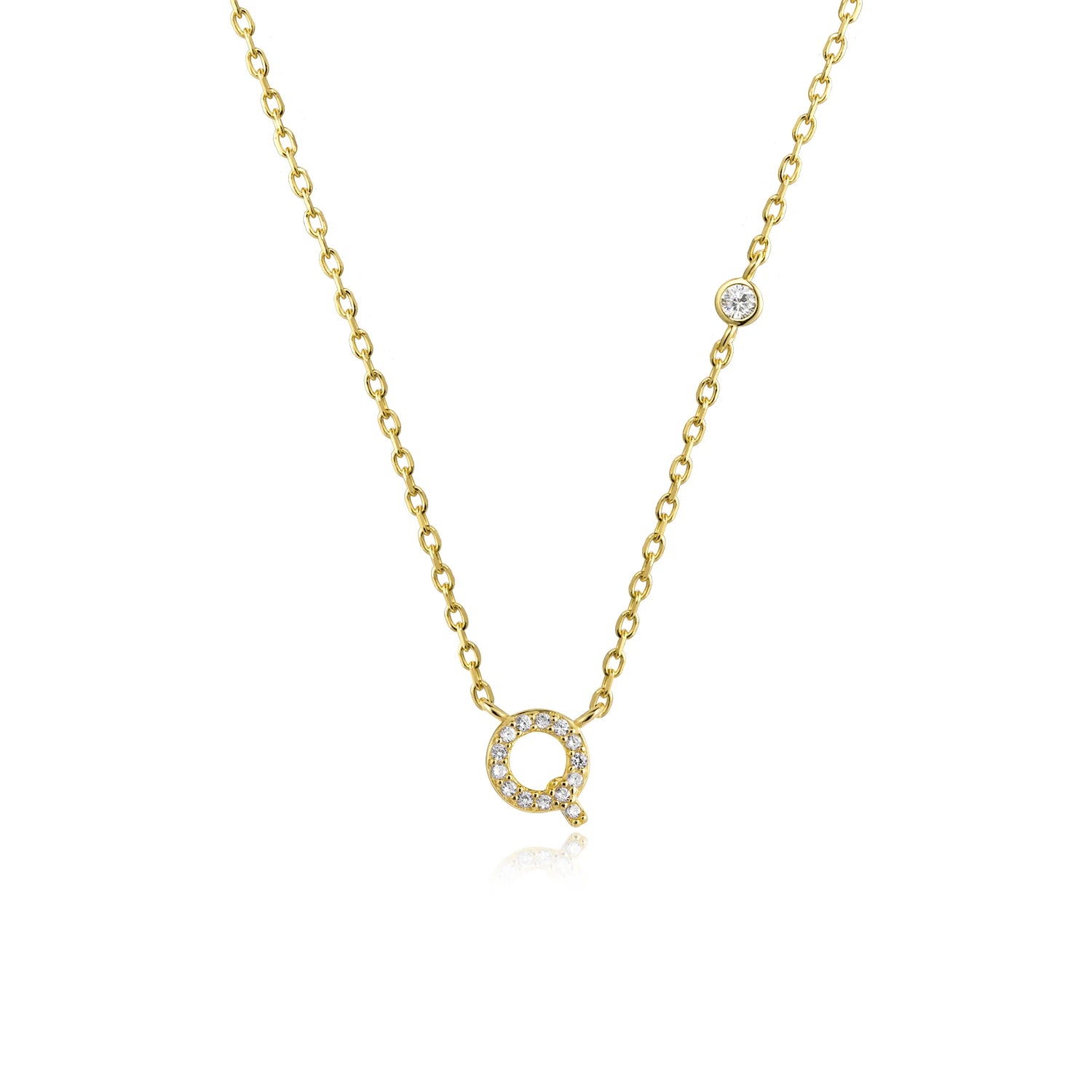 925 Silver Zircon Initial Necklace