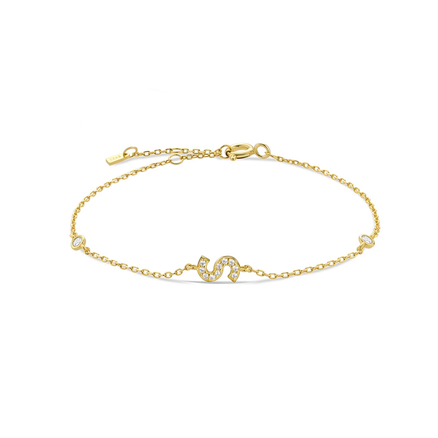 925 Silver Initial Zircon Bracelet