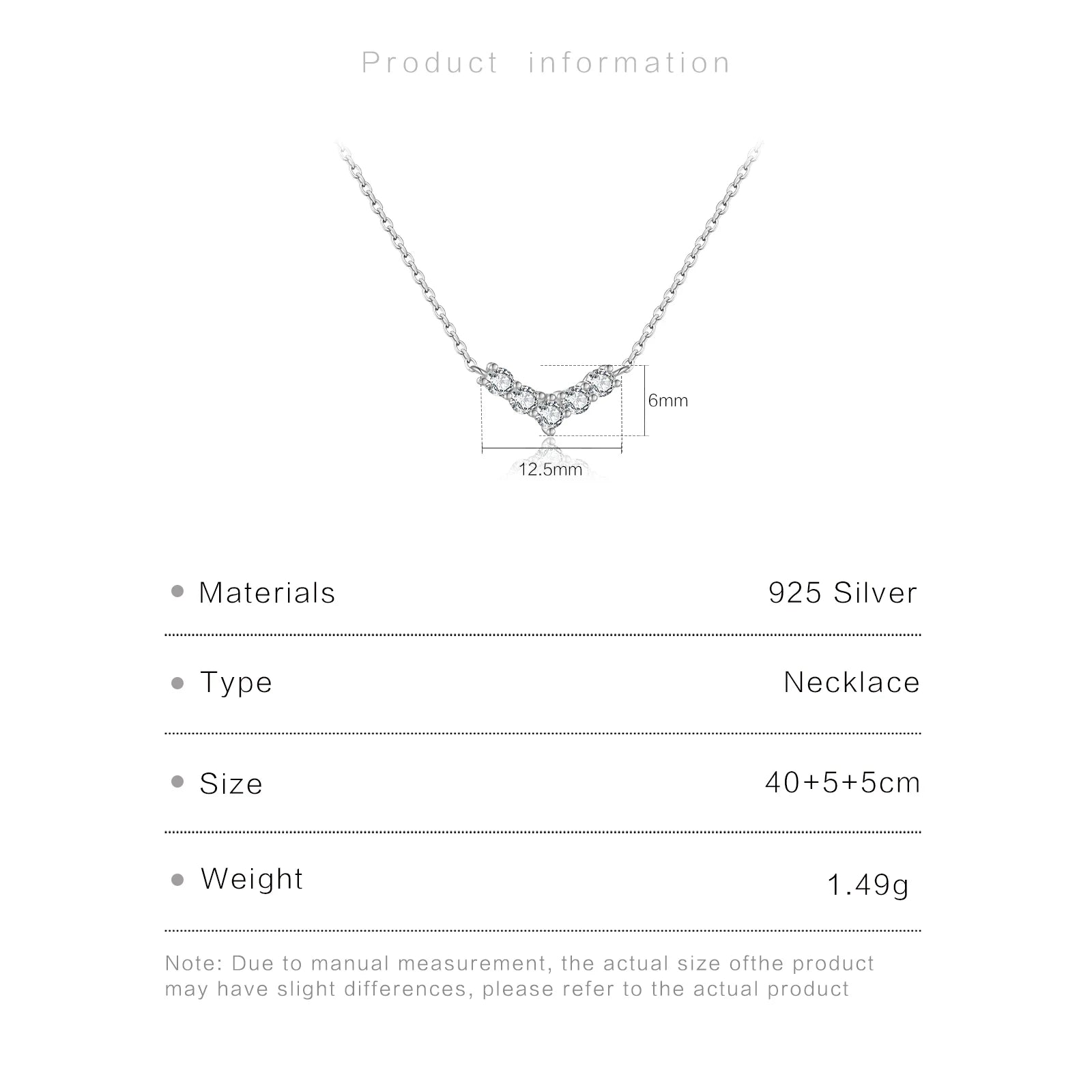 925 Silver V Pave Zircon Necklace