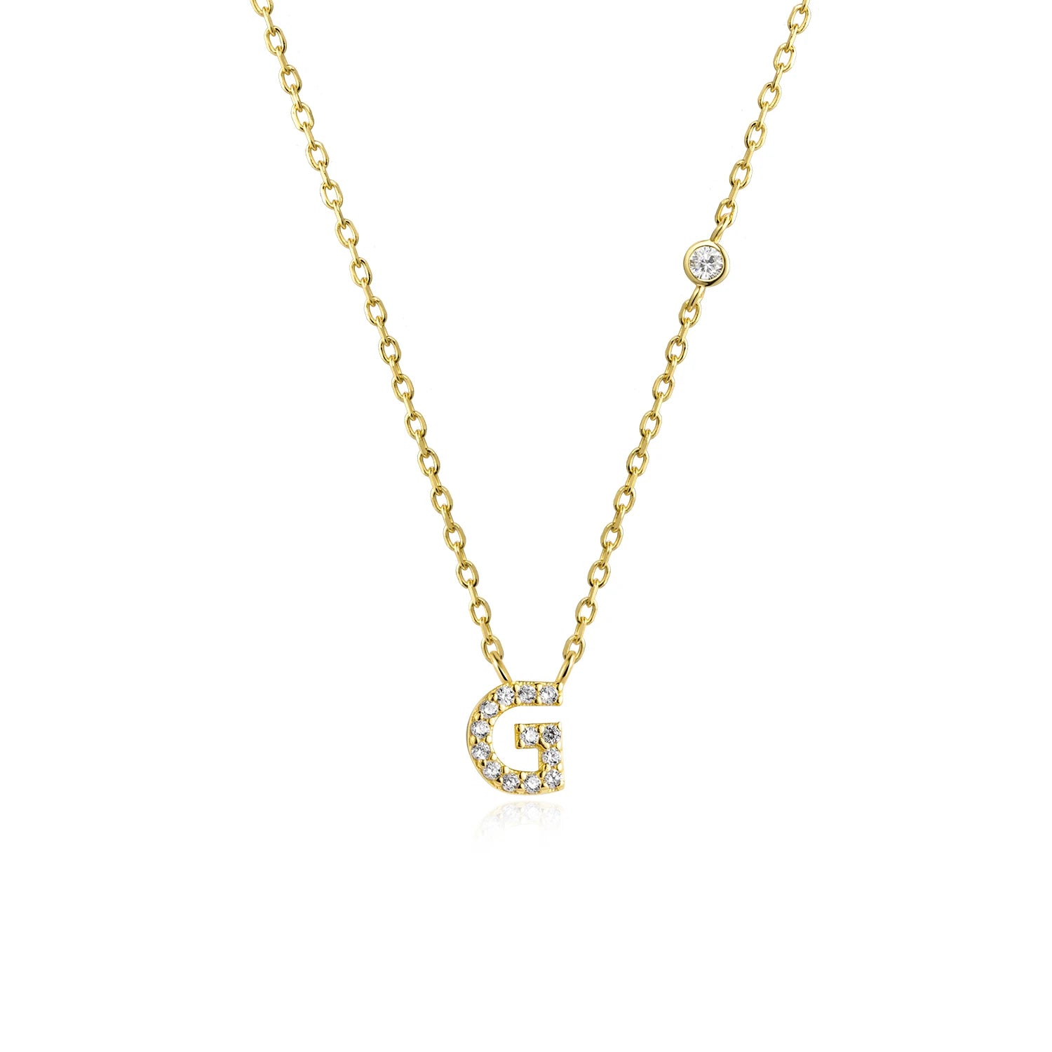 925 Silver Zircon Initial Necklace