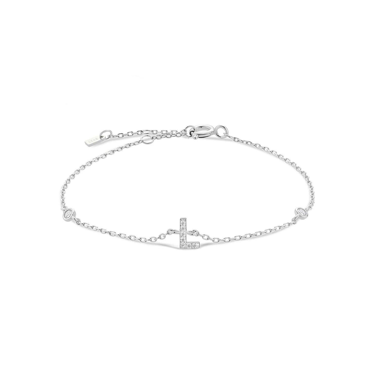 925 Silver Initial Zircon Bracelet