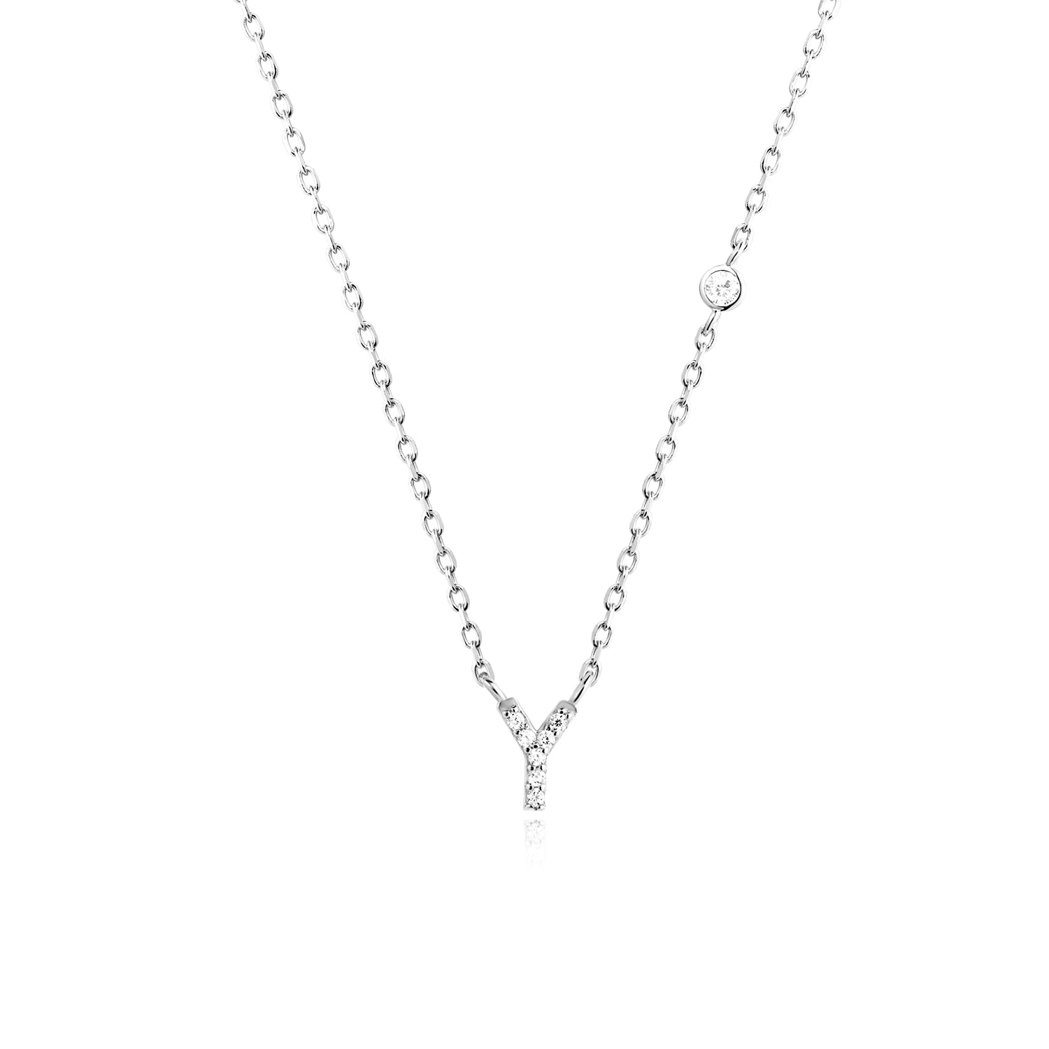 925 Silver Zircon Initial Necklace