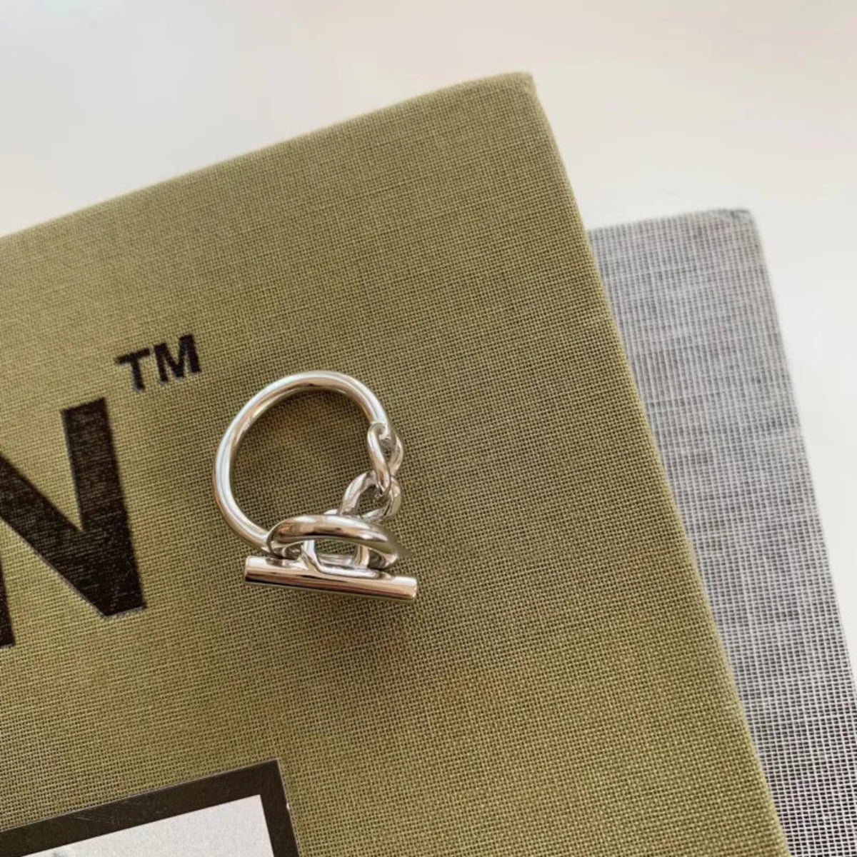 S925 Sterling Silver Geometric Chain Ring